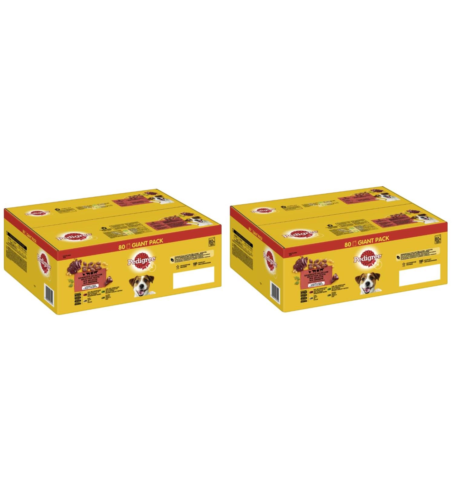 Pedigree giant pack adult Mixed selection in jelly 4 varieties with beef and liver mixture chicken lamb and liver mix poultry (2x80x100g)