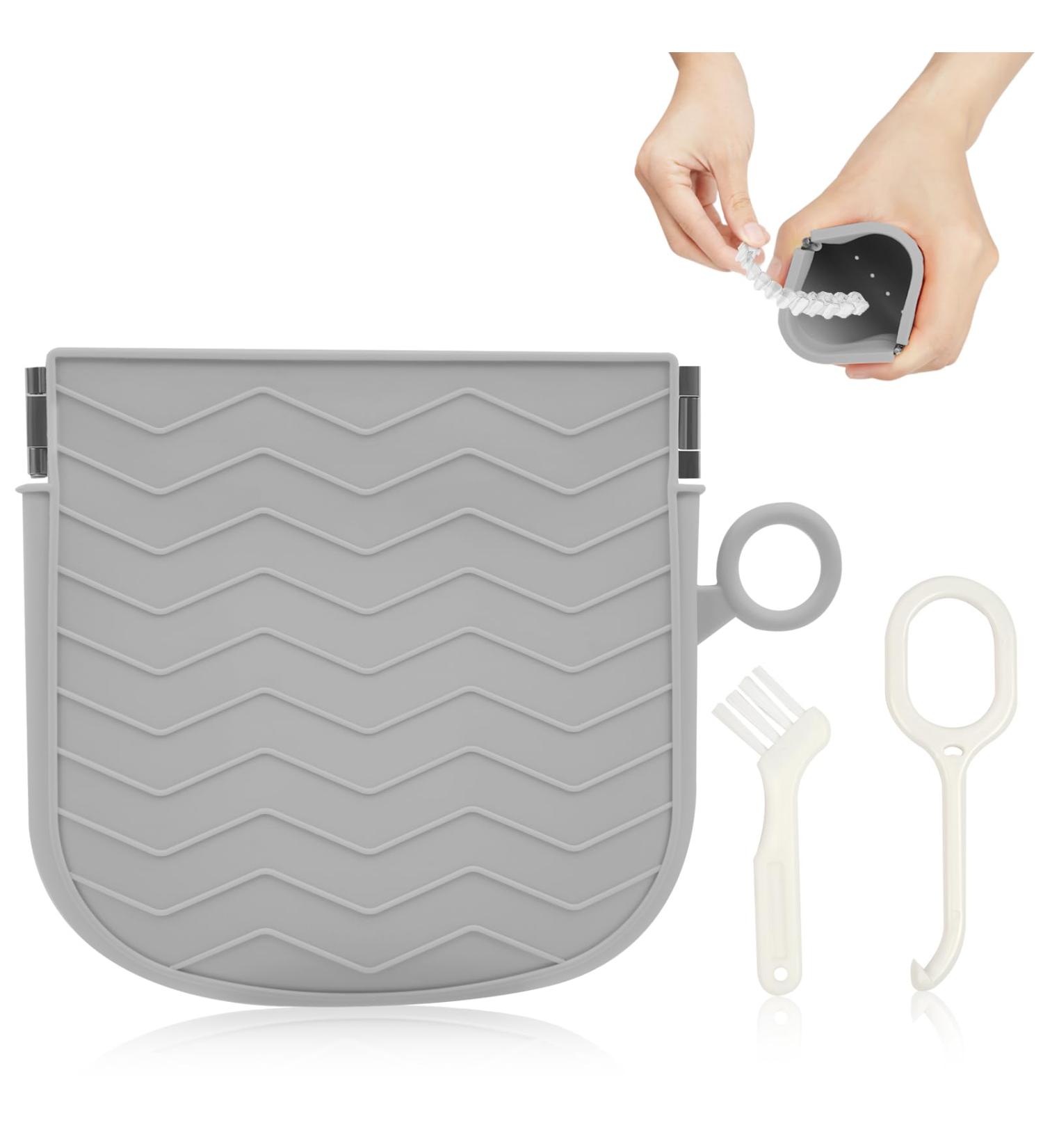 Silicone Retainer Case - Portable Orthodontic Box for Braces Aligners & Mouth Guards - Slim Design with Vent Holes - Ideal for Travel - Grey - Buy Online on SooperMarket.com