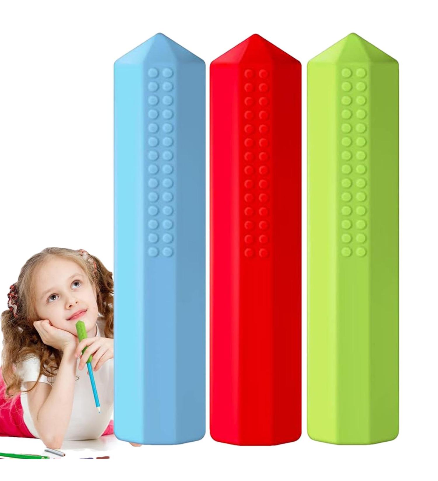 Buy Chewable Colored Pencils - Sensory Chewing Attachments for Kids | Silicone Pencil Frame & Party Gifts - Buy Online on SooperMarket.com