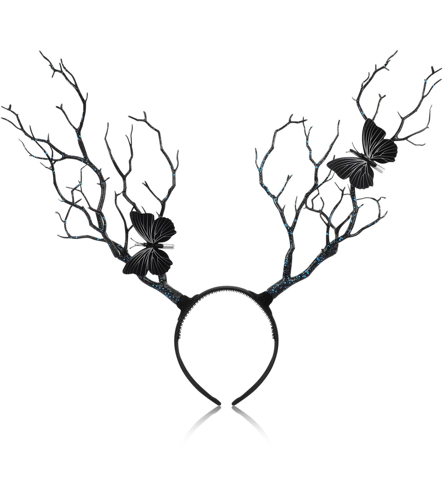 minkissy Branches Antlers Headband Halloween Horns Hairbands Animal Headband Antler Butterfly Hair Hoop Goddess Headdress Photo Prop for Halloween Cosplay Party Random Color - Buy Online on SooperMarket.com