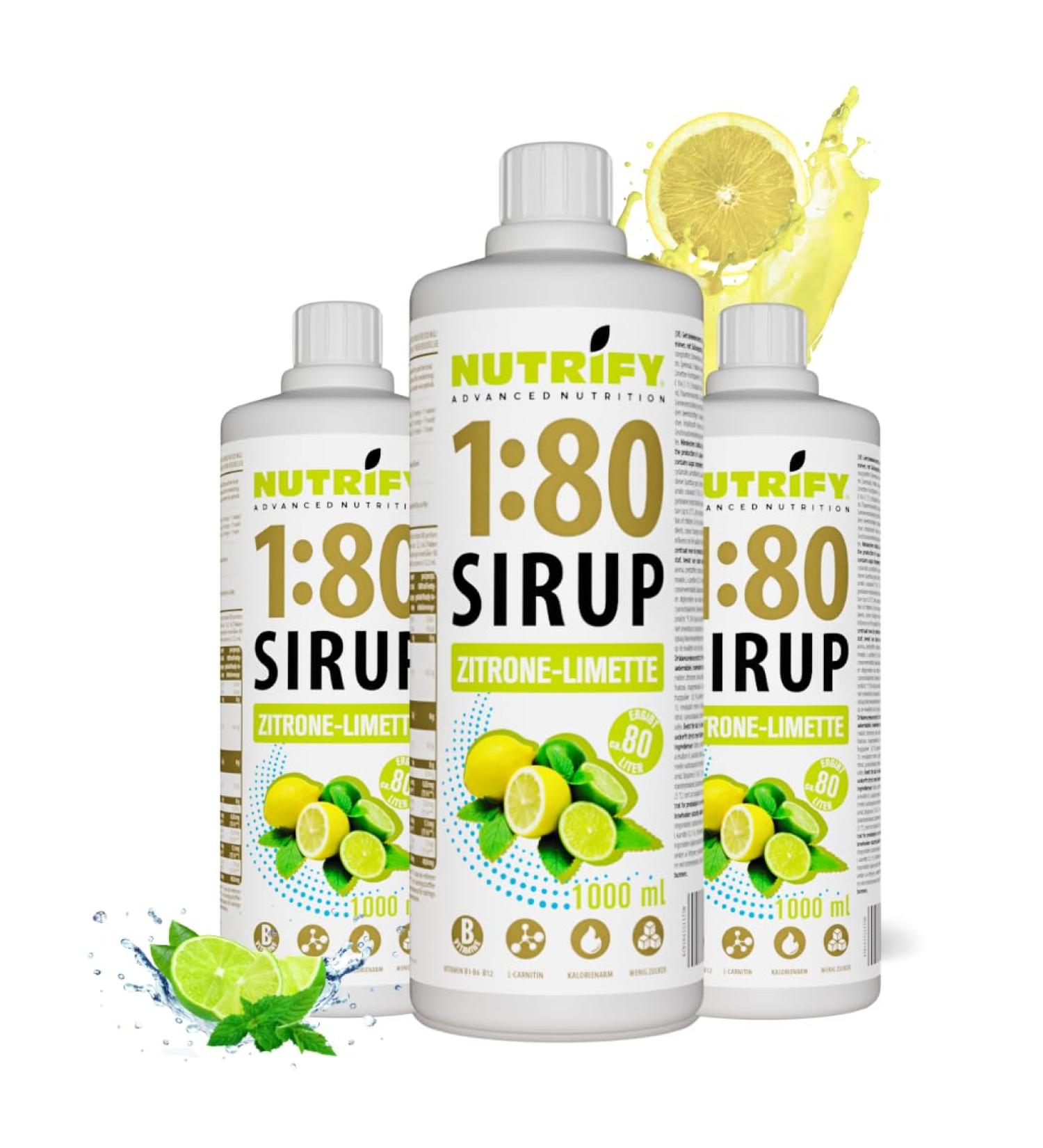 Nutrify Vital Fitness Drink 1:80 Syrup - 3x1L Sugar-Free Lemon Lime Set | 240 Liters of Low-Calorie Sports Beverage with Vitamins & L-Carnitine - International Shipping Available - Buy Online on SooperMarket.com