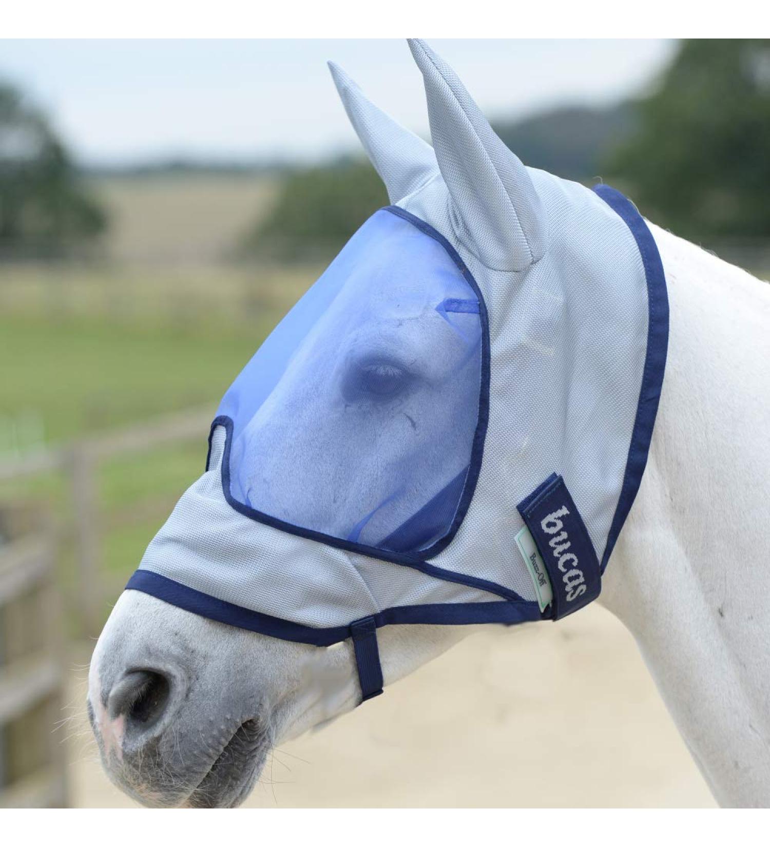 Bucas Buzz-Off Deluxe Fly Mask with Ears - Blue XS | Premium Horse Fly Protection | International Shipping Available - Buy Online on SooperMarket.com