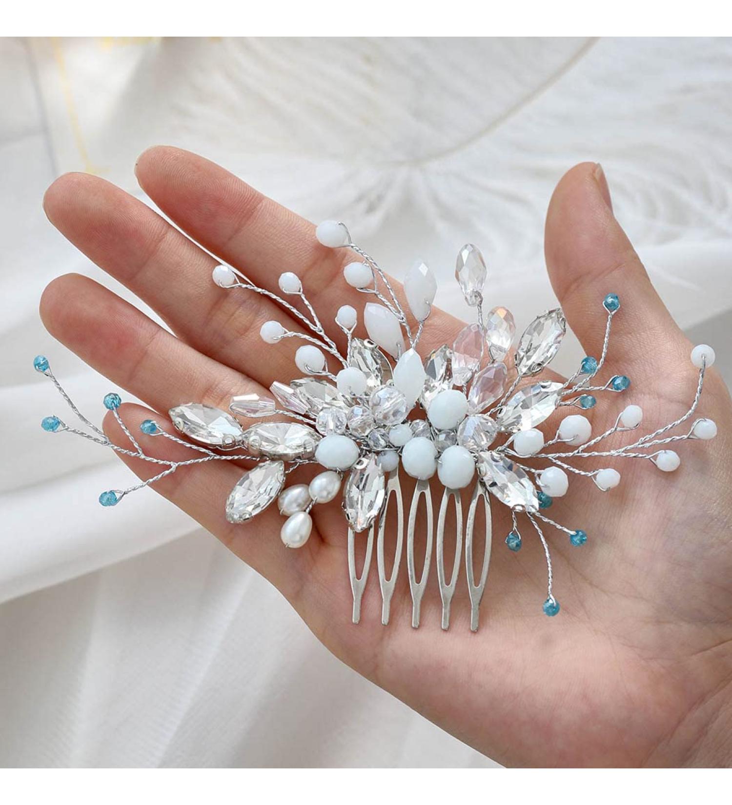 Unicra Crystal Bride Wedding Hair Comb Siver Bridal Hair Accessories Rhinestone Headpiece for Women and Girls - Buy Online on SooperMarket.com