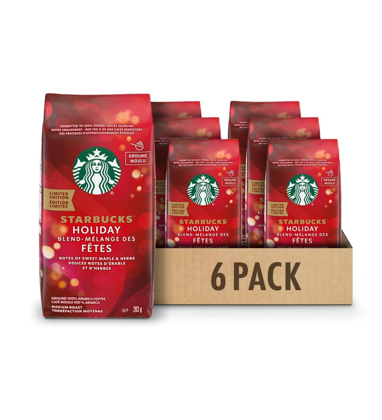 Starbucks Holiday Blend 2019 Medium Roast Ground Coffee 283g Bag 6 Count 6 count (Pack of 1) - Buy Online on SooperMarket.com