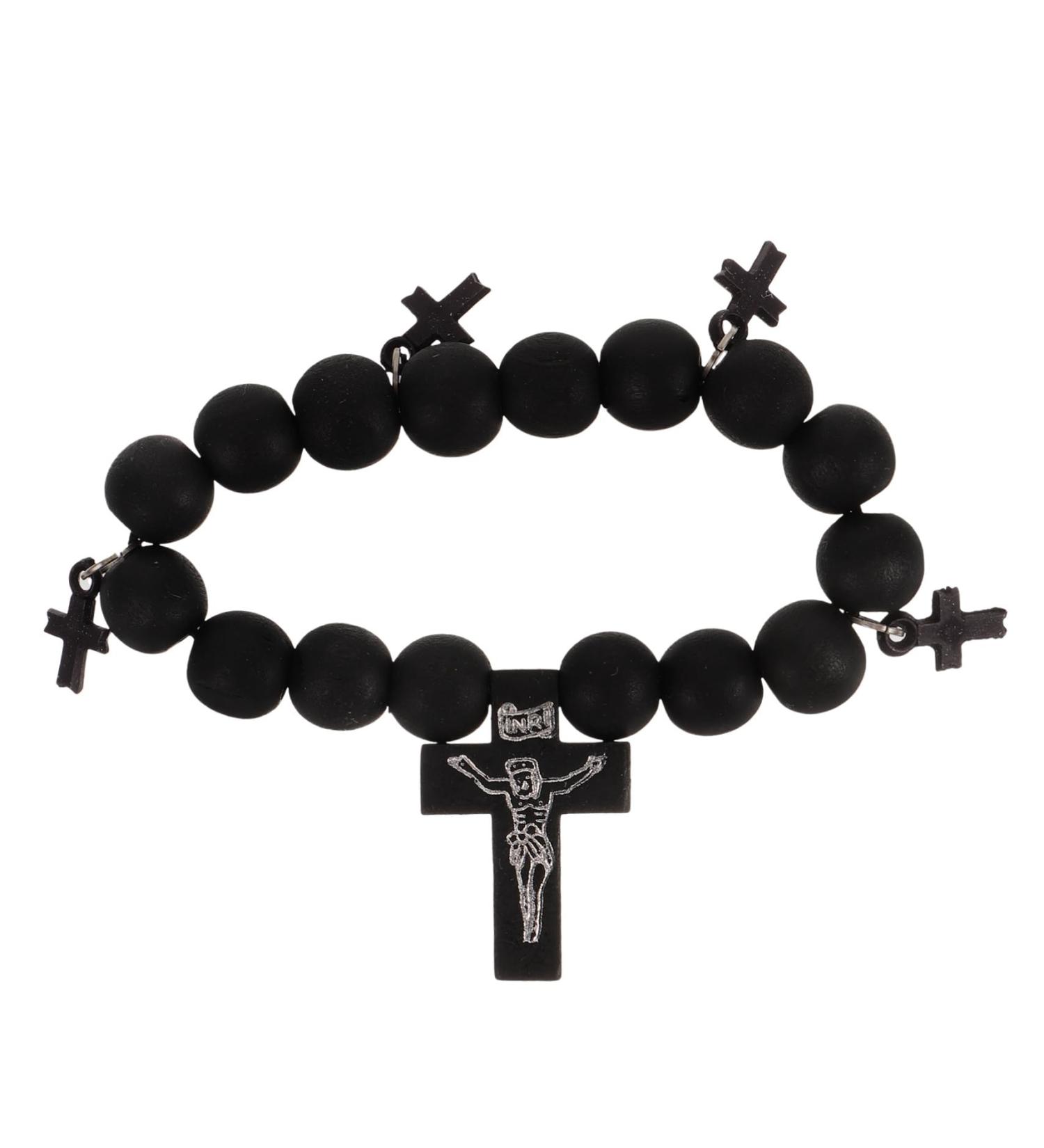 Didiseaon Cross Jewelry Gift Cross Bracelets Beaded Bracelets for Men Cross Braclet Charm Bracelet Baptism Gifts 10x10cm Black - Buy Online on SooperMarket.com