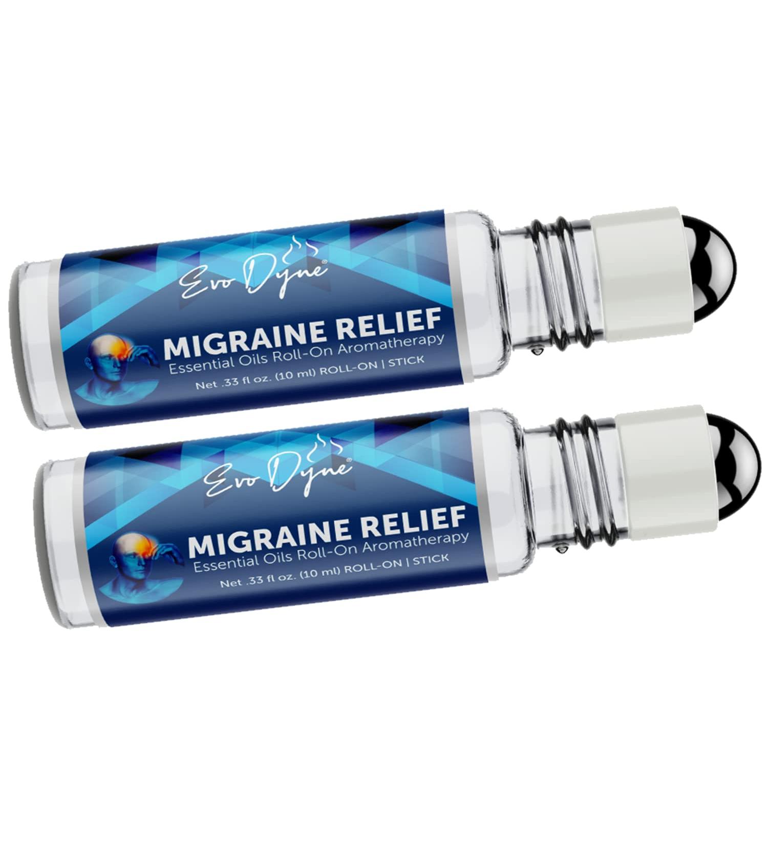 Migraine Relief Stick 2-Pack (0.3oz / 10ml) | Made in USA | Headache Relief Essential Oil Aromatherapy Roll-On with Peppermint & Spearmint Oil - by Evo Dyne - Buy Online on SooperMarket.com