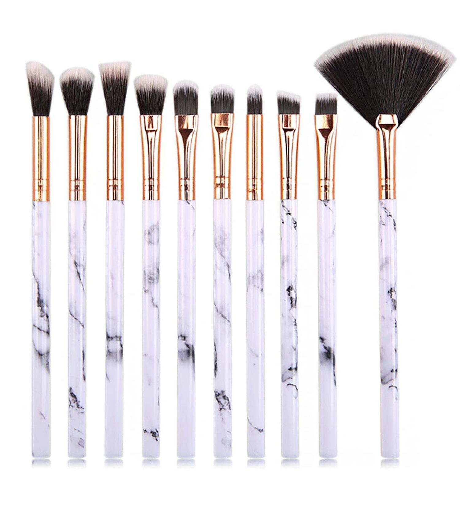 Jootuepo 10pcs Brazen Marble Makeup Brush Set - Soft Hair Eyeshadow Eyebrow & Eyeliner Brushes for Flawless Eye Makeup - Buy Online on SooperMarket.com