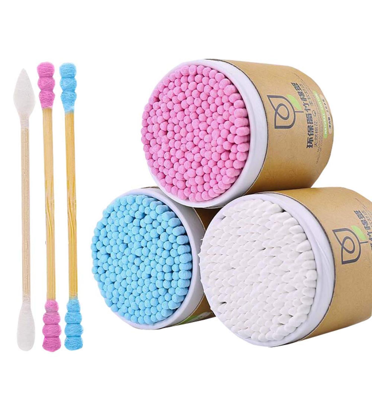 600 Counts Cotton Swabs Natural Double Tipped Organic Cruelty Free Ear Buds D03