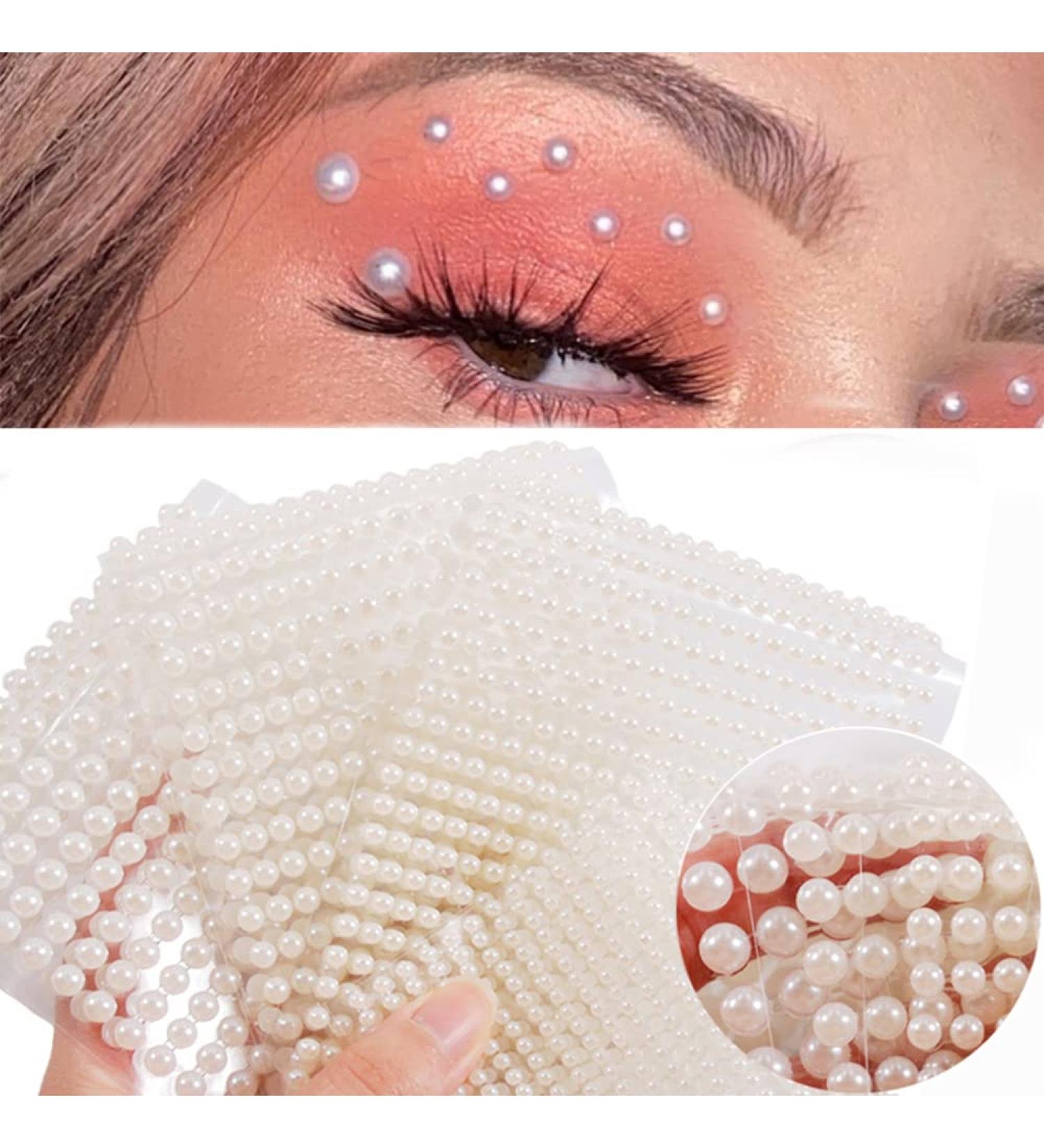 Pearl Rhinestone Stickers for Eyes, Face & Body - 3D Self Adhesive White Pearl Jewels for Makeup, Nails & DIY Crafts - 4 Sheets - Buy Online on SooperMarket.com