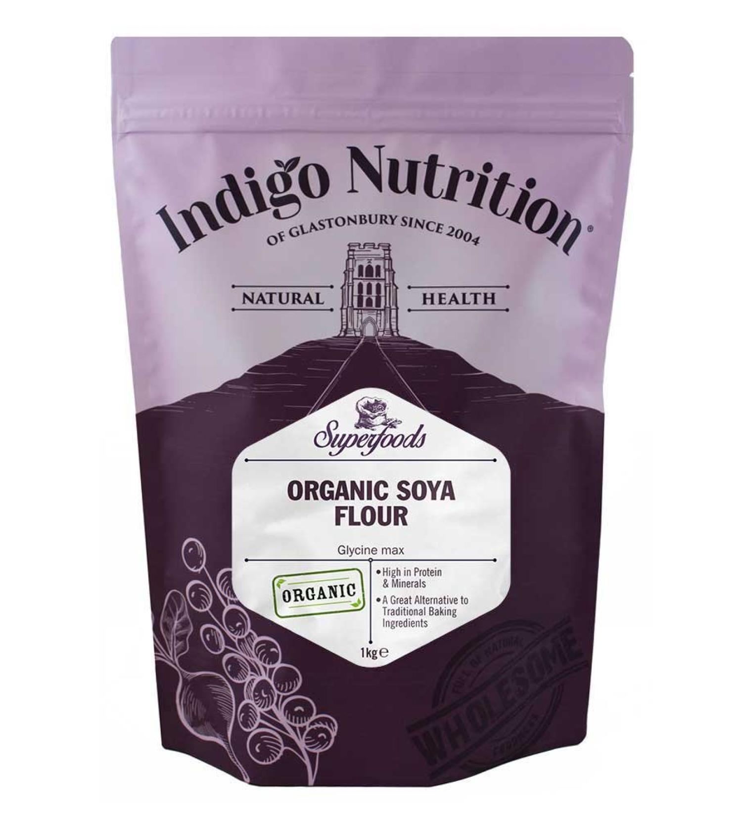Indigo Herbs Organic Soya Flour 1kg - High Quality Soy Flour for Baking and Cooking - Buy Online on SooperMarket.com