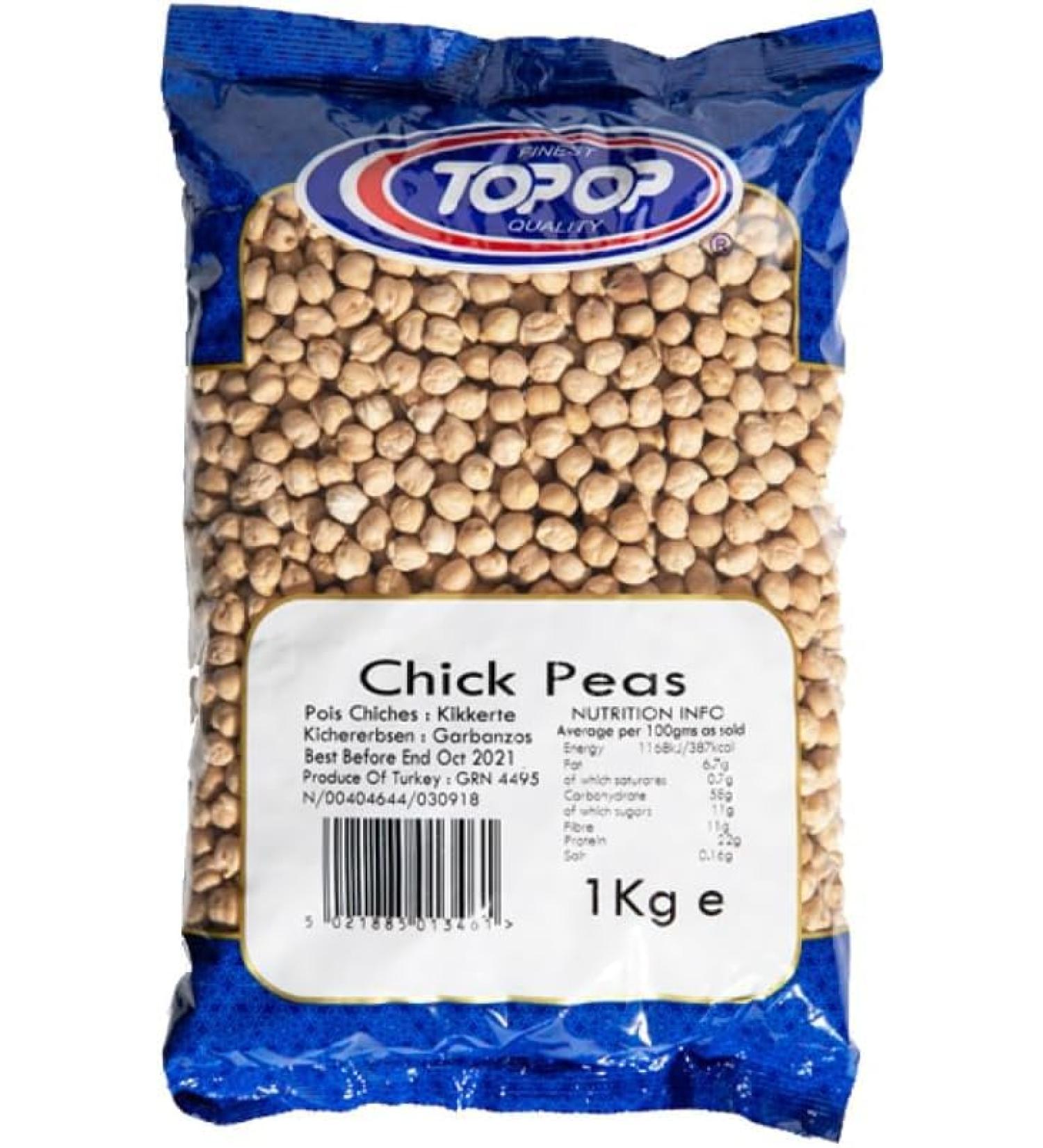 Top Op Chick Peas | 1KG | Chick Peas | Healthy Food | High Fibre | High Protein | Natural | Indian Origin | Gluten Friendly - Buy Online on SooperMarket.com