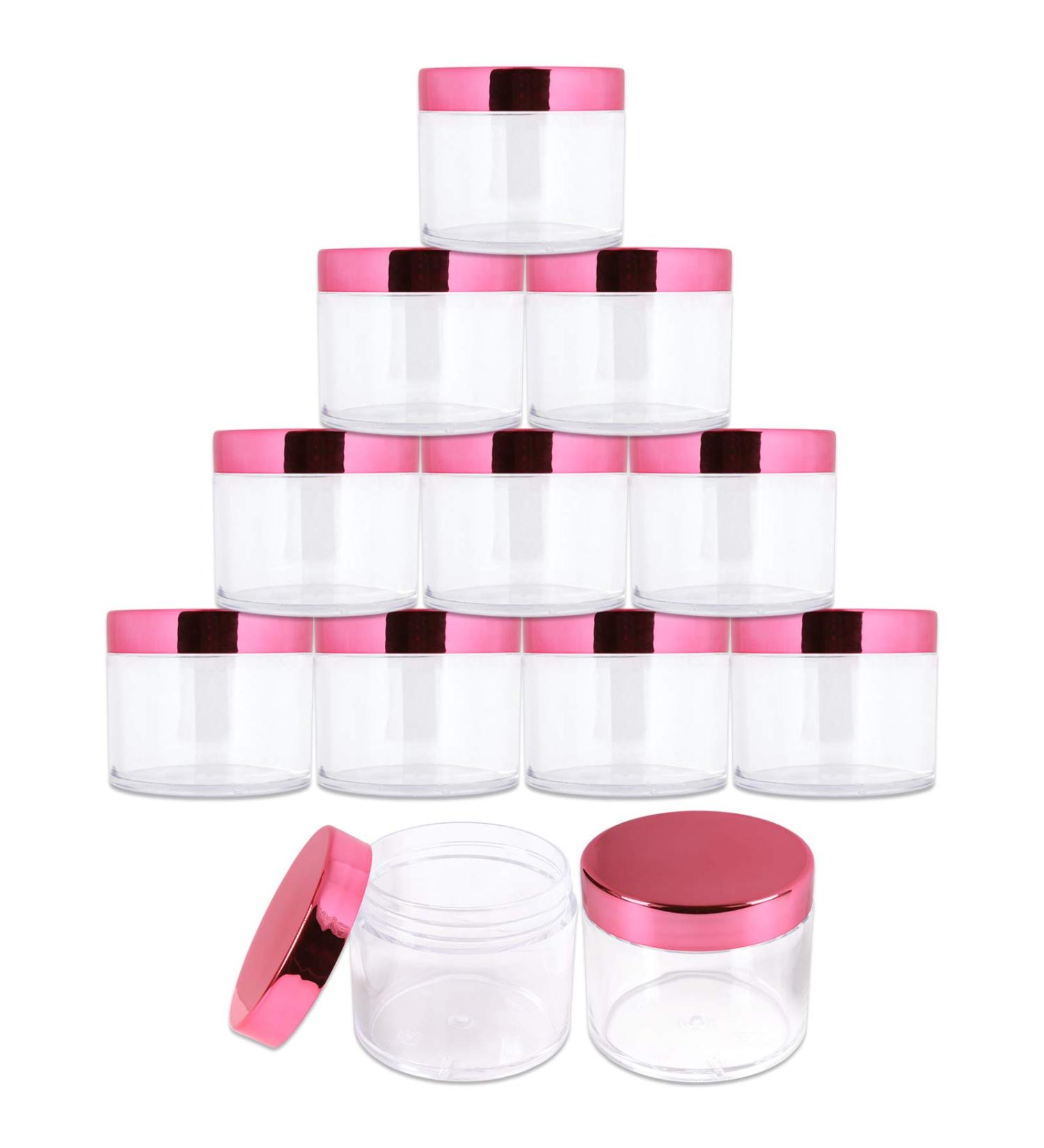 Beauticom 2 oz./ 60 Grams/ 60 ML Thick Wall Round Clear Plastic LEAK-PROOF Jars Container with ROSE GOLD Lids for Cosmetic  Lip Balm  Creams  Lotions  Liquids (12 Jars  Rose Gold) 12 Jars Rose Gold - Buy Online on SooperMarket.com