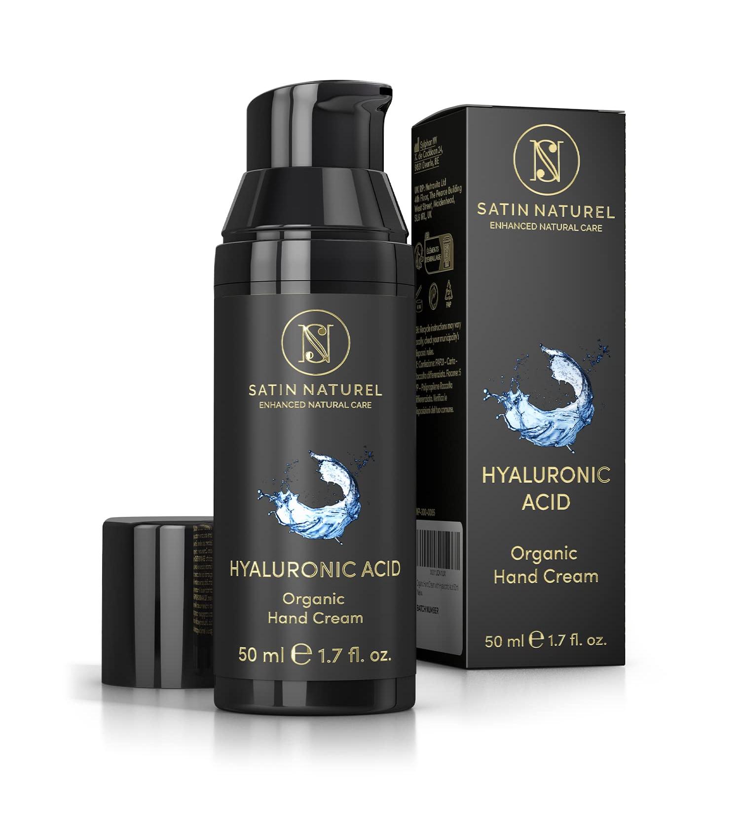 Buy Anti-Fold Organic Hand Cream - Moisturizing Hyaluronic Acid Aloe Vera & Shea Butter - 50 ml Natural Cosmetics - Perfect Christmas Gift for Women - Satin Natural - Buy Online on SooperMarket.com