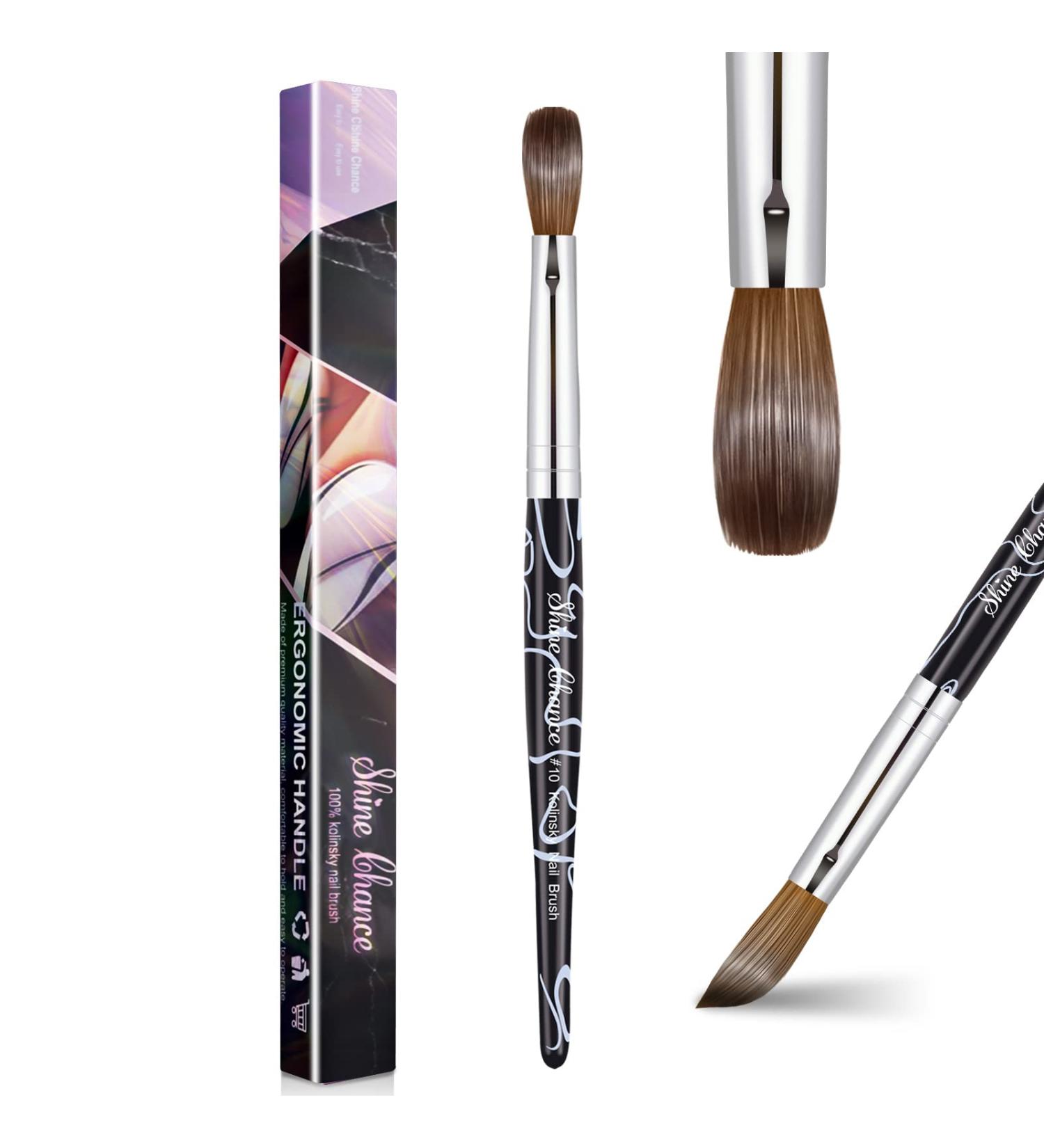 Shine Chance Size 10 Acrylic Nail Art Brush - 100% Pure Kolinsky Hair, Oval Shape, Professional Manicure Tool for DIY Home Salon - Buy Online on SooperMarket.com