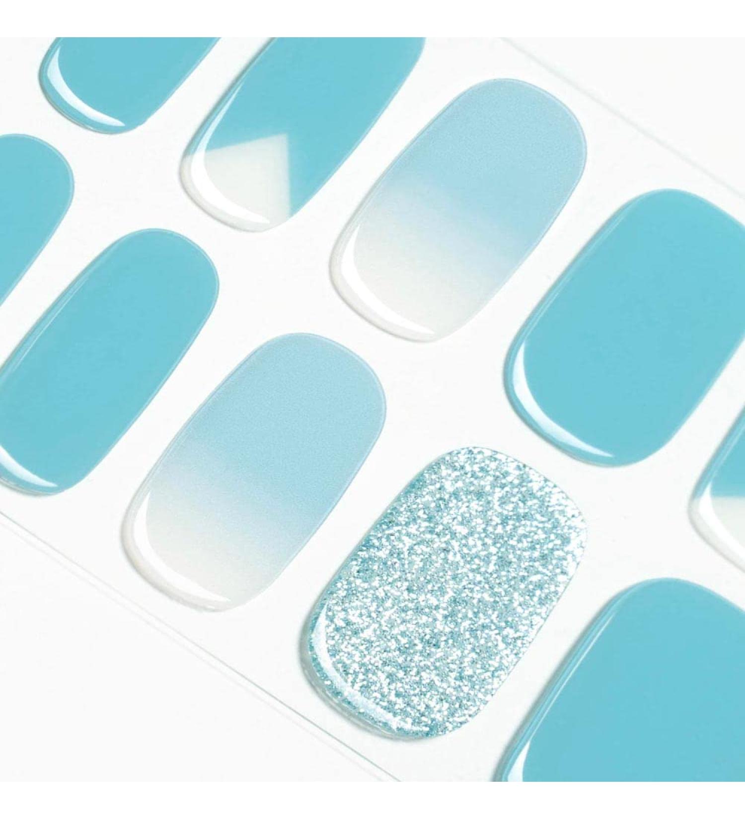 DANNI & TONI Sea Breeze Gel Nail Wraps Set - 28 Stickers, Salon-Quality Manicure Stickers with Sky-Blue Design - Buy Online on SooperMarket.com