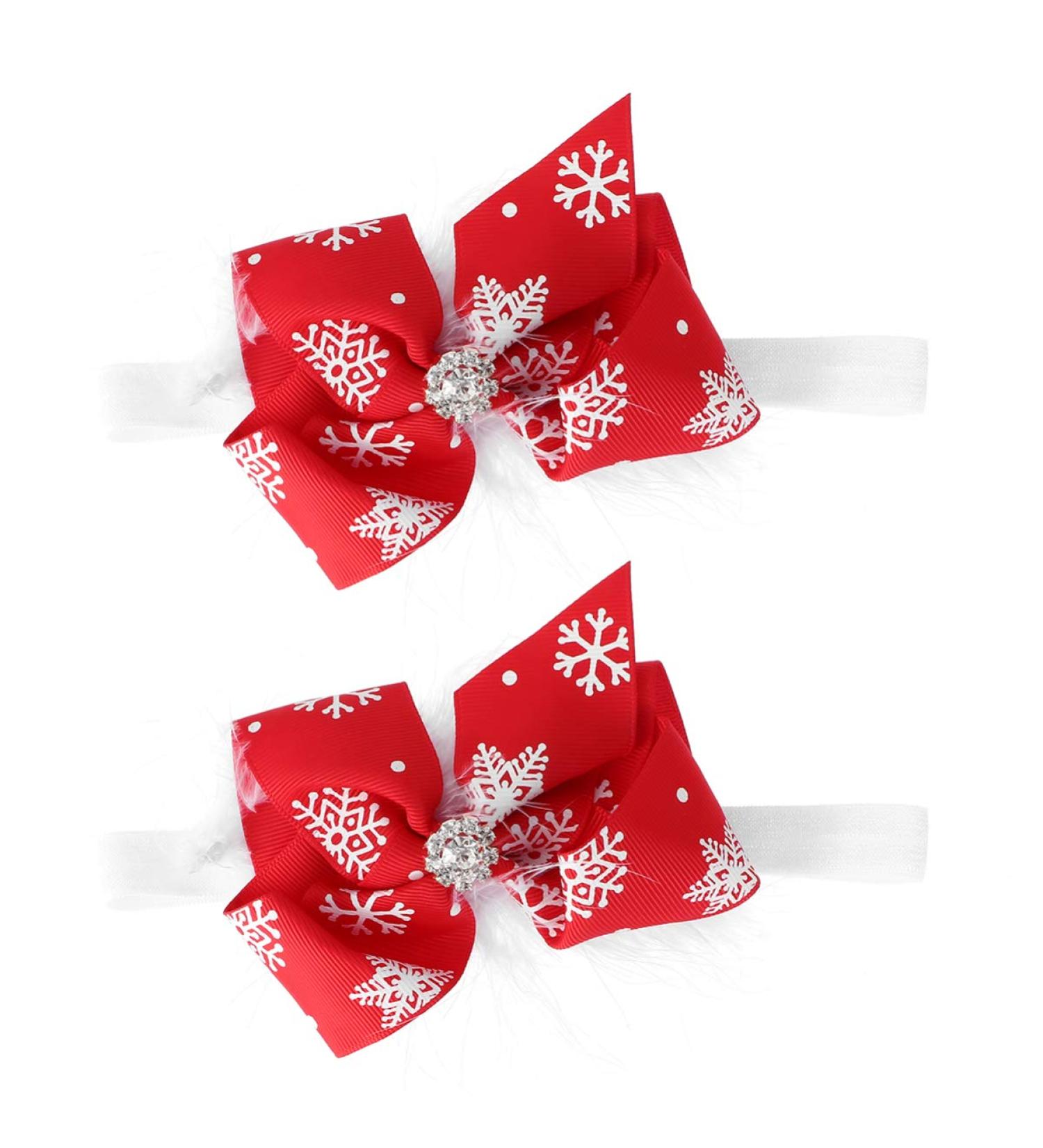 FRCOLOR 2pcs Christmas Baby Girl Headbands - Snowflake Bow-knot Hair Accessories for Infants and Toddlers - Buy Online on SooperMarket.com