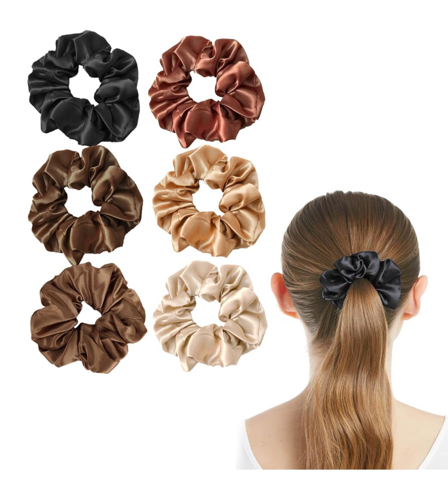 6 Pieces Hair Scrunchies Multi Colors Satin Elastic Soft Hair Ties Scrunchy Hair Bands for Girls and Ladies - Buy Online on SooperMarket.com