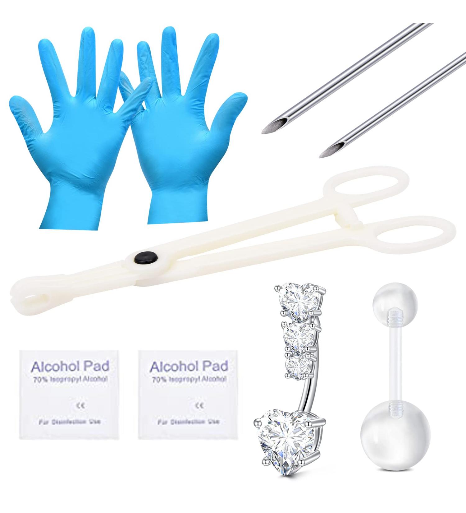 QWALIT Belly Button Piercing Kit - Body Piercing Kits for All Piercings - 2-Heart Design - Buy Online on SooperMarket.com