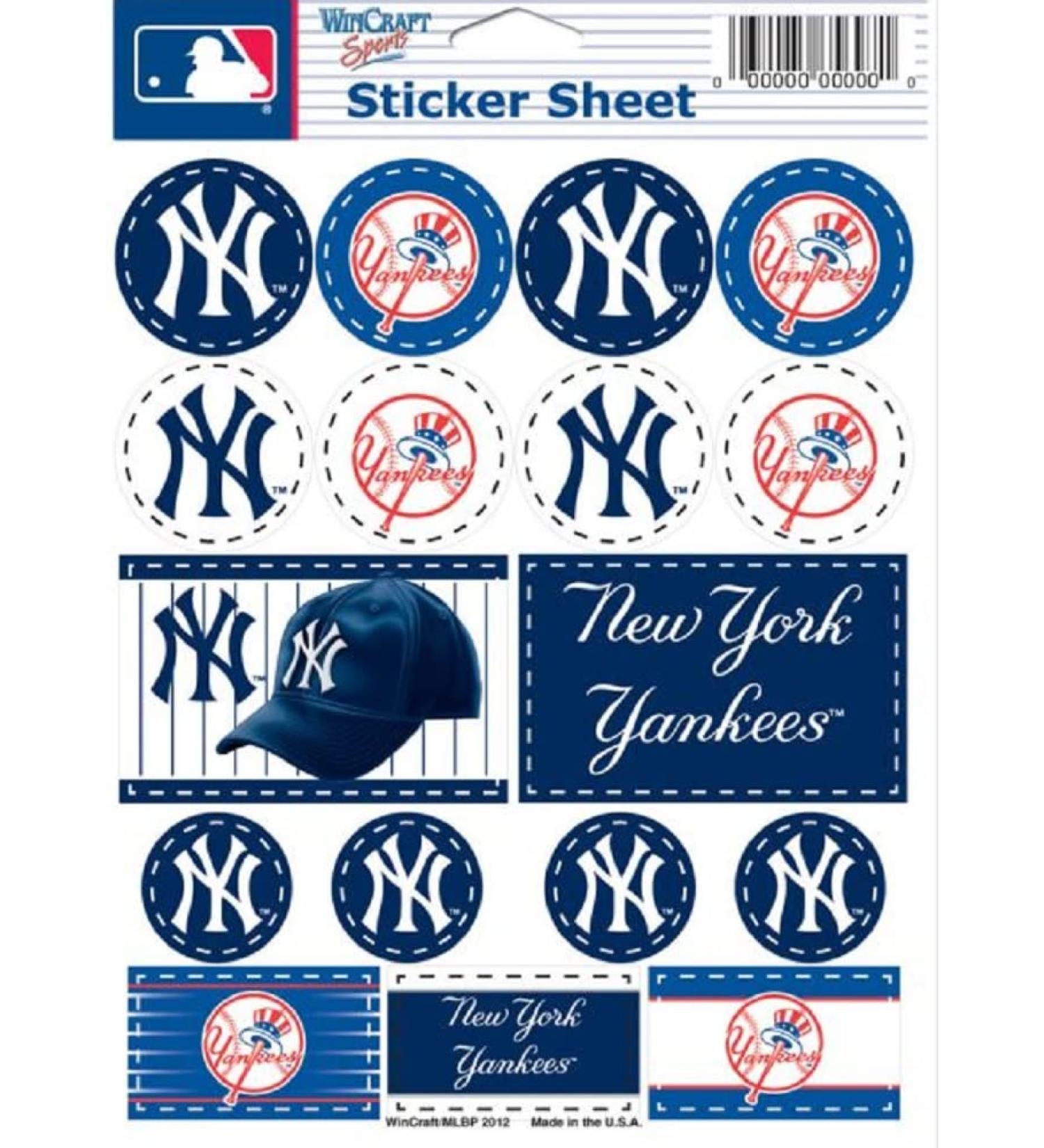 WinCraft MLB Vinyl Sticker Sheet New York Yankees 5" x 7"