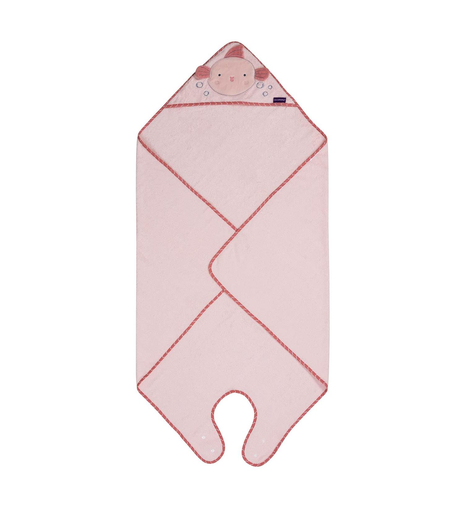 Clevamama Bamboo Apron Baby Bath Towel with Hood - Ultra Soft Bamboo, Absorbent, Pink, 98x98 cm - Buy Online on SooperMarket.com