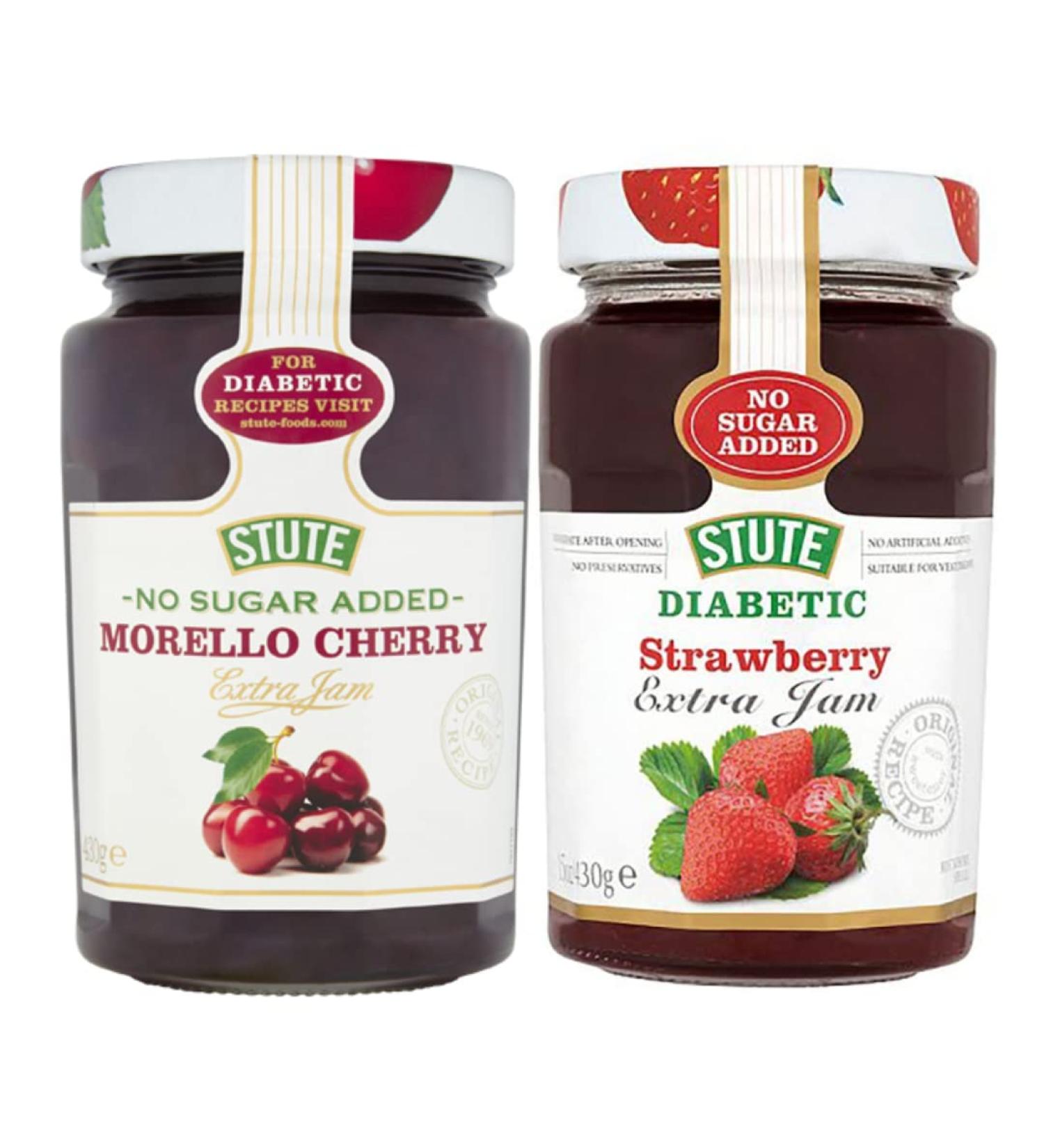 Diabetic Jam Bundle with Stute Diabetic Strawberry Jam 430g and Stute Diabetic Morello Cherry Jam 430g (2 Pack) - Buy Online on SooperMarket.com