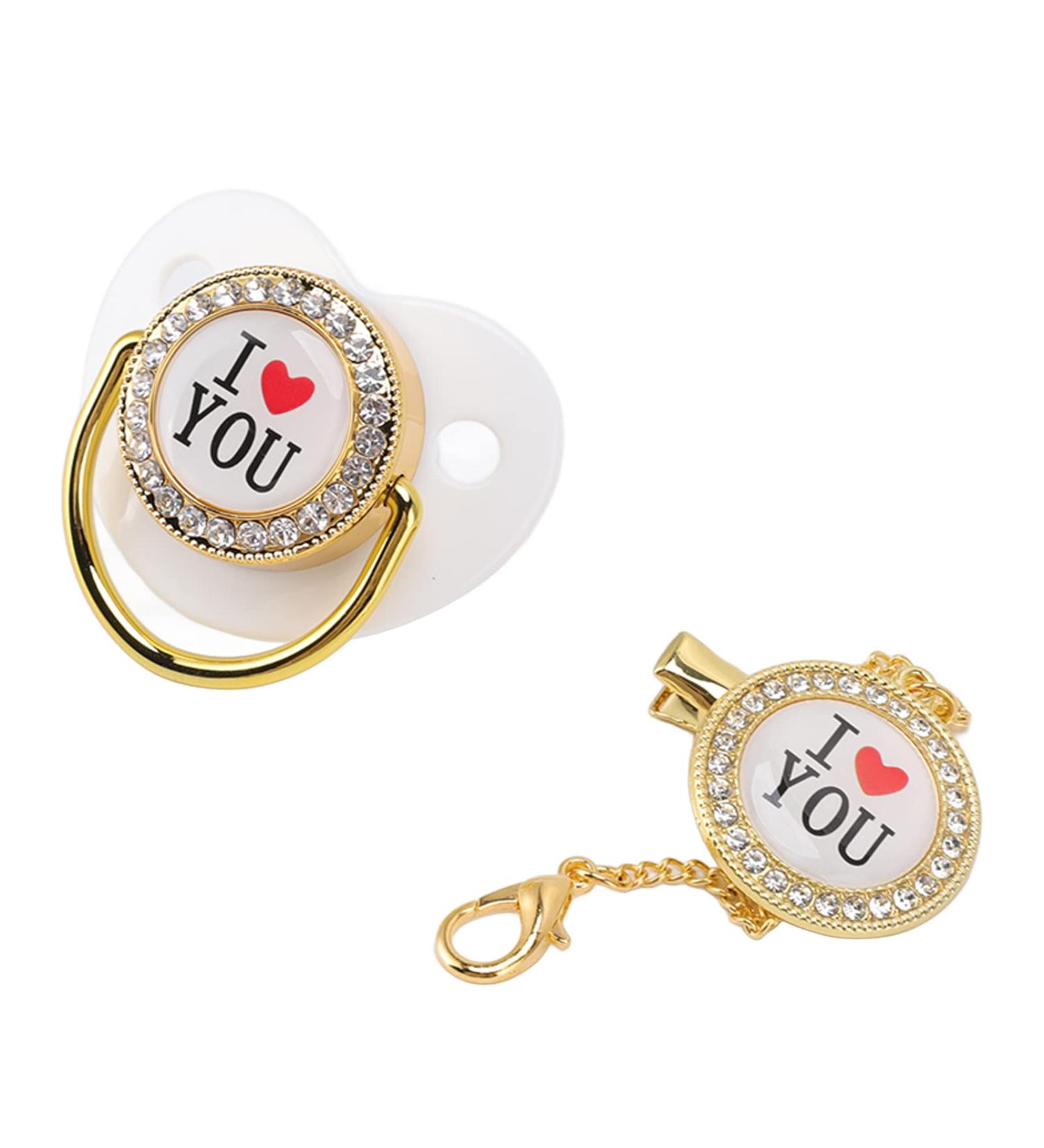 Non-Toxic Baby Pacifier Set with Chain Clip - Attractive White Pacifiers for Photo Shoots | International Shipping Available - Buy Online on SooperMarket.com