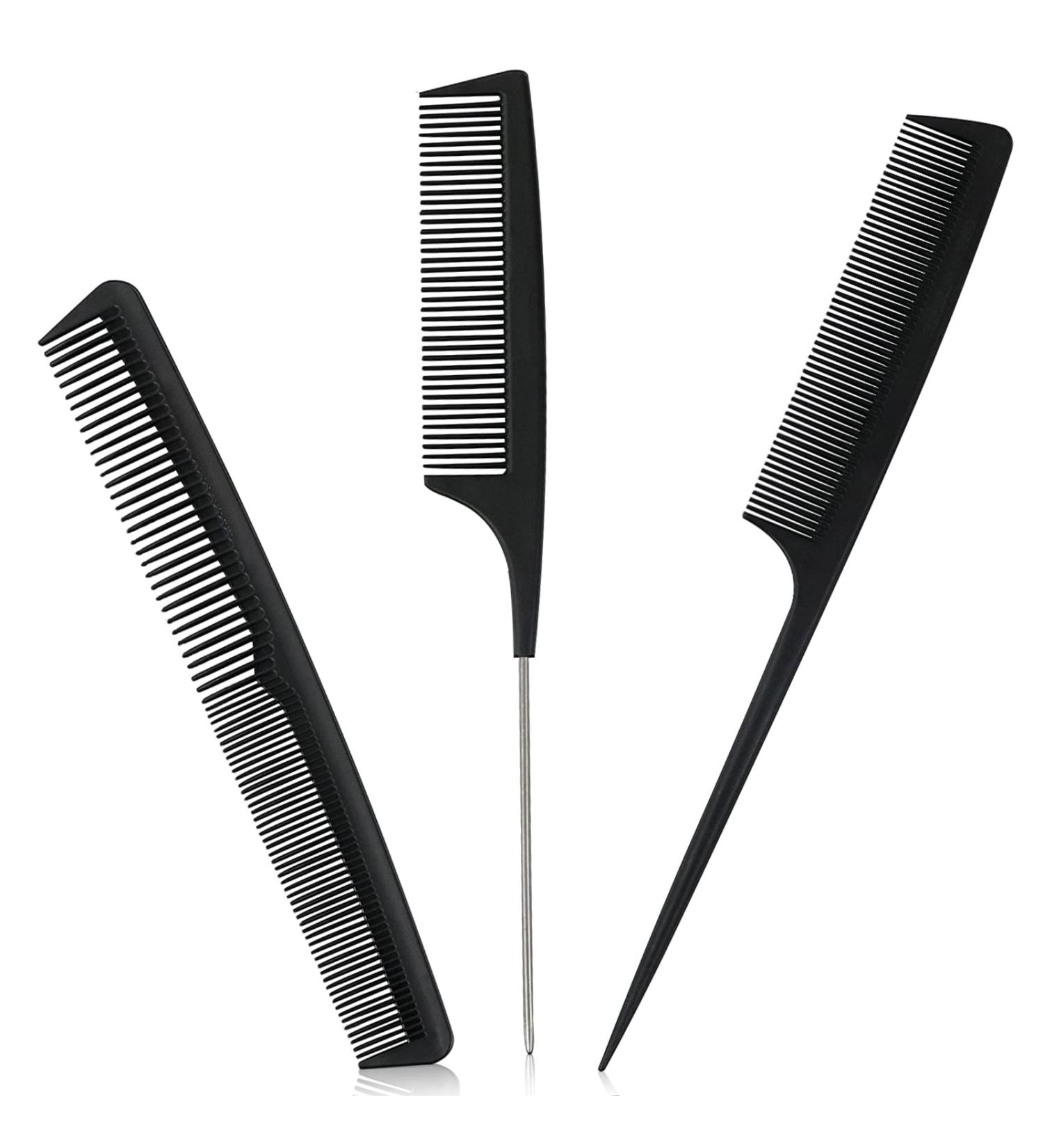 Sularpek 3 Piece Fine Tooth Carbon Fibre Tail Comb Set - Hairdressing & Styling Comb for Women and Men - Anti Static & Heat Resistant - Teasing Hair Comb - Buy Online on SooperMarket.com