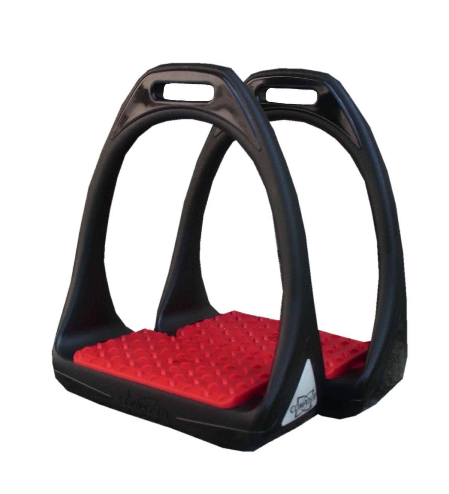 Compositi Plastic Reflex Stirrup - Flexible Wide Tread Black/Red for Equine Performance - Buy Online on SooperMarket.com