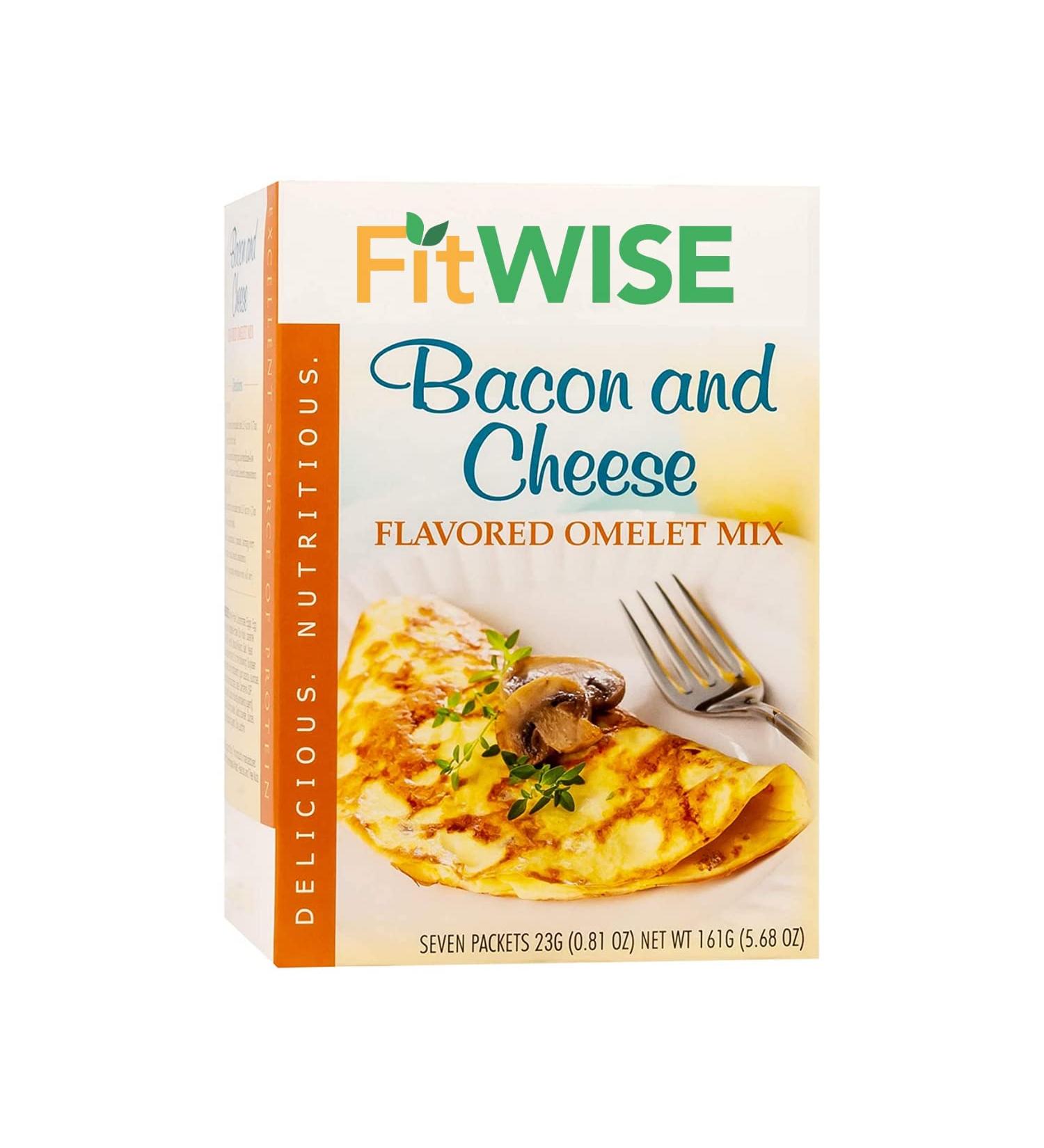 FITWISE High Protein Omelet Mix - Bacon & Cheese Flavor | 15g Protein | Low Calorie, Low Carb, Gluten Free | KETO & Ideal Protein Compatible | 7 Servings - Buy Online on SooperMarket.com