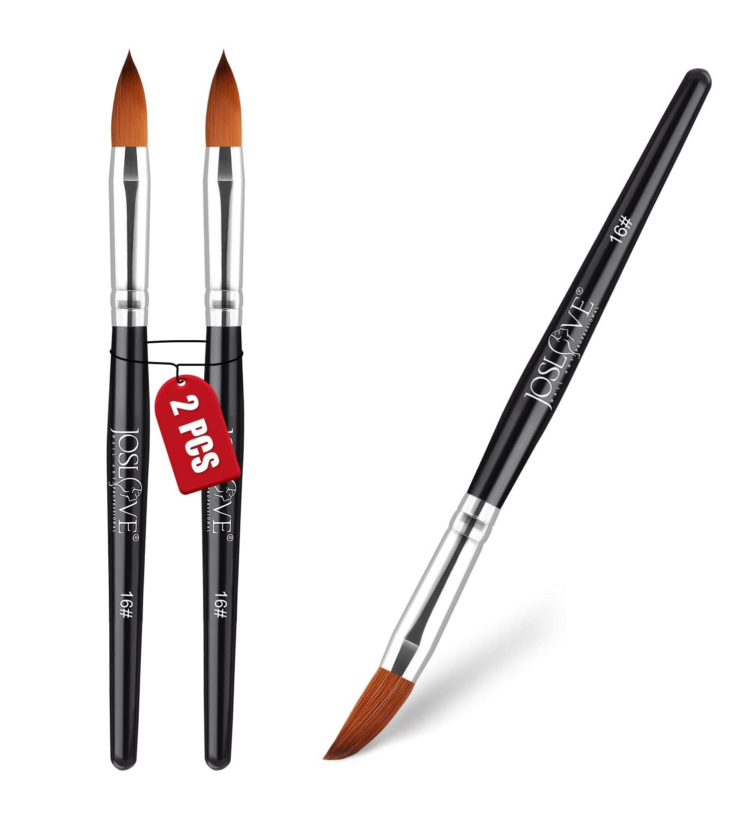 JOSLOVE 2PCS Size 16 Kolinsky Acrylic Nail Brushes | Acrylic Application | Pure Sable Hair | Wooden Handle - Buy Online on SooperMarket.com