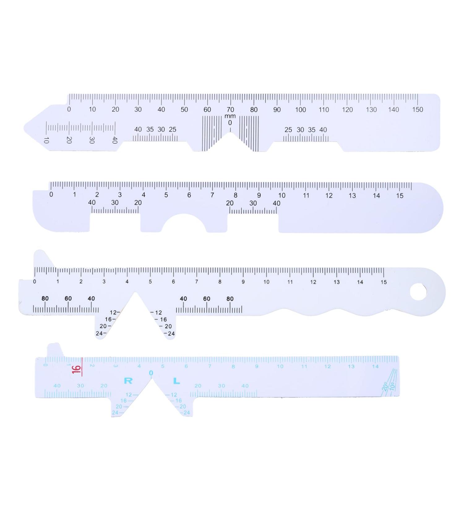 4-Piece Pupil Gap Ruler Set - White Straight Edge PD Measurement Tool for Easy Eye Distance Assessment - Buy Online on SooperMarket.com