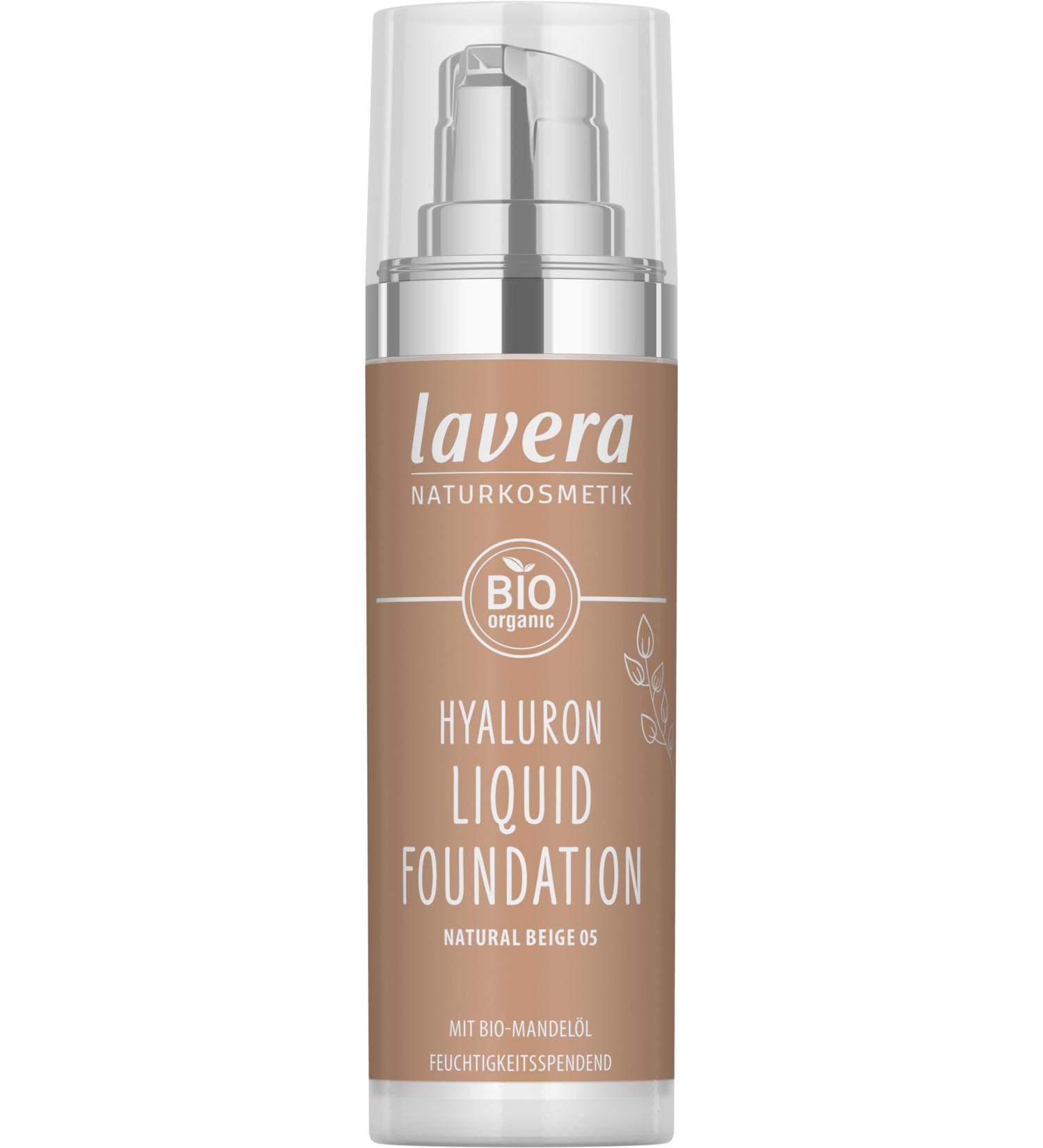 Lavera Hyaluron Liquid Foundation Natural Beige 05 - Vegan Natural Cosmetics - Silky Light Texture Mineral Oil Free with Hyaluronic Acid & Organic Almond Oil - 30ml - Buy Online on SooperMarket.com
