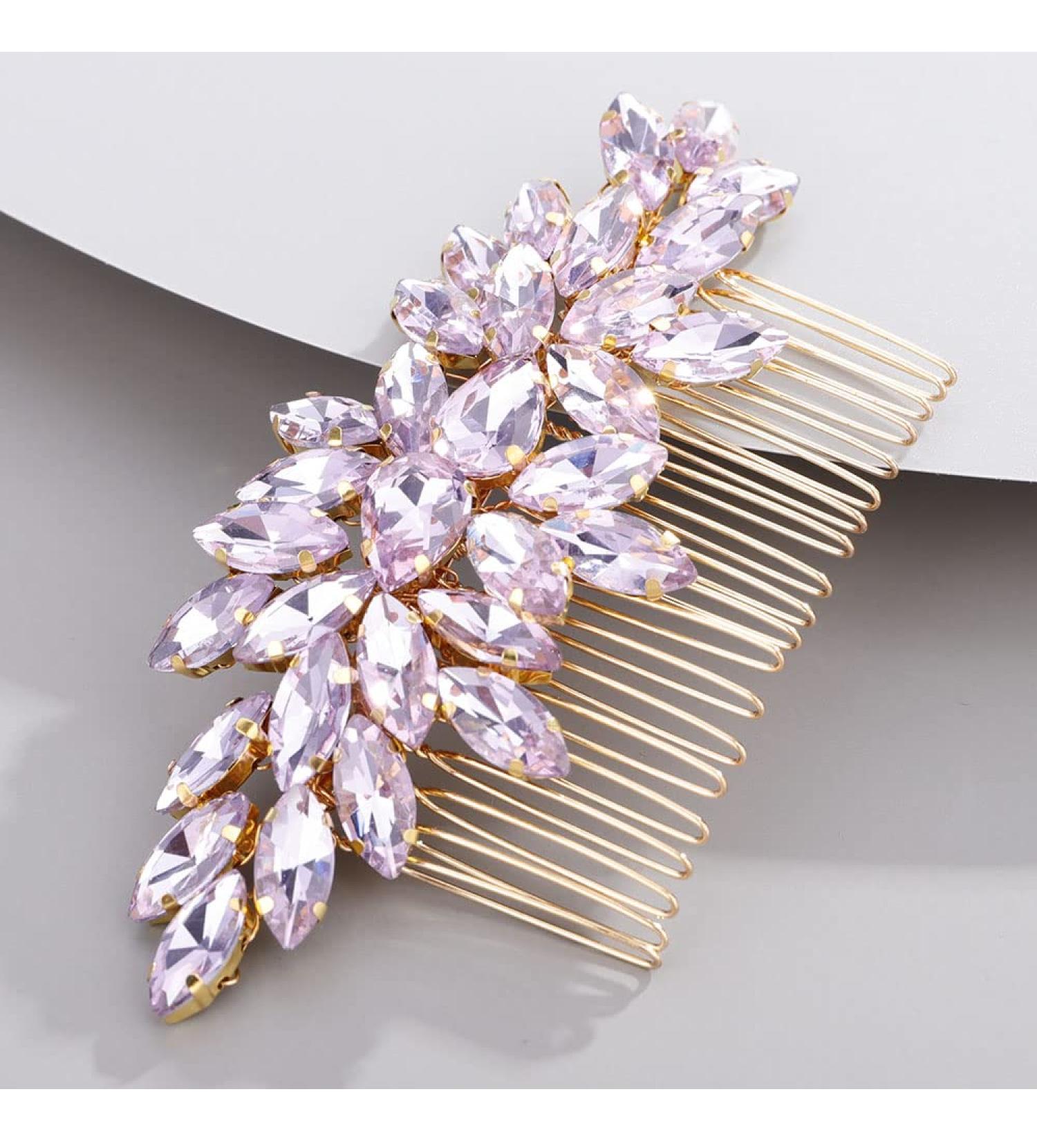 Chargances Lavender Crystal Bridal Hair Comb - Handmade Rhinestone Hair Clip for Bride, Wedding, Prom - Fashion Hair Accessory - Buy Online on SooperMarket.com