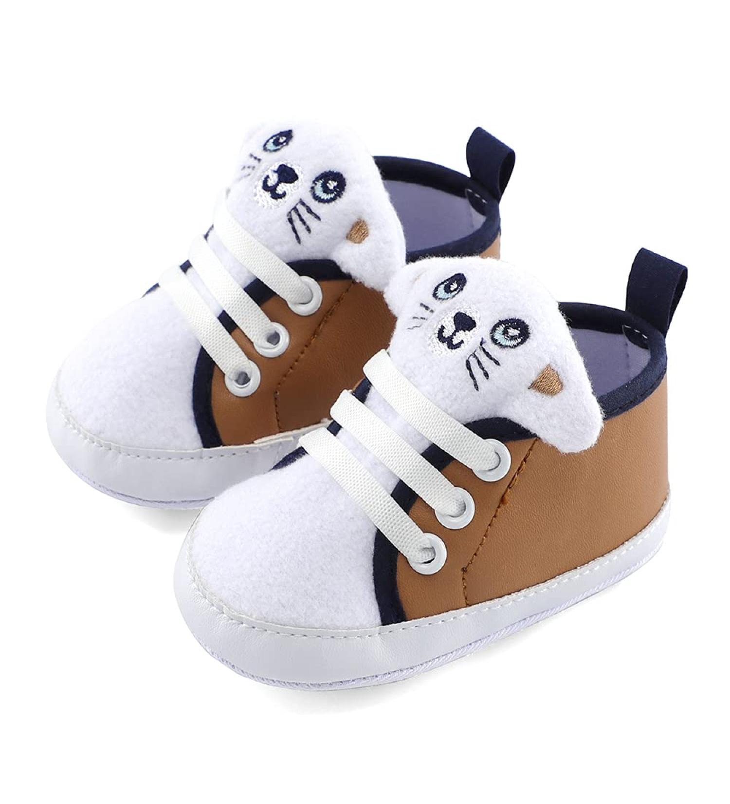 LACOFIA Baby Boys Anti-Slip Soft Sole Animal Sneakers - Khaki (3-6 Months) - Buy Online on SooperMarket.com