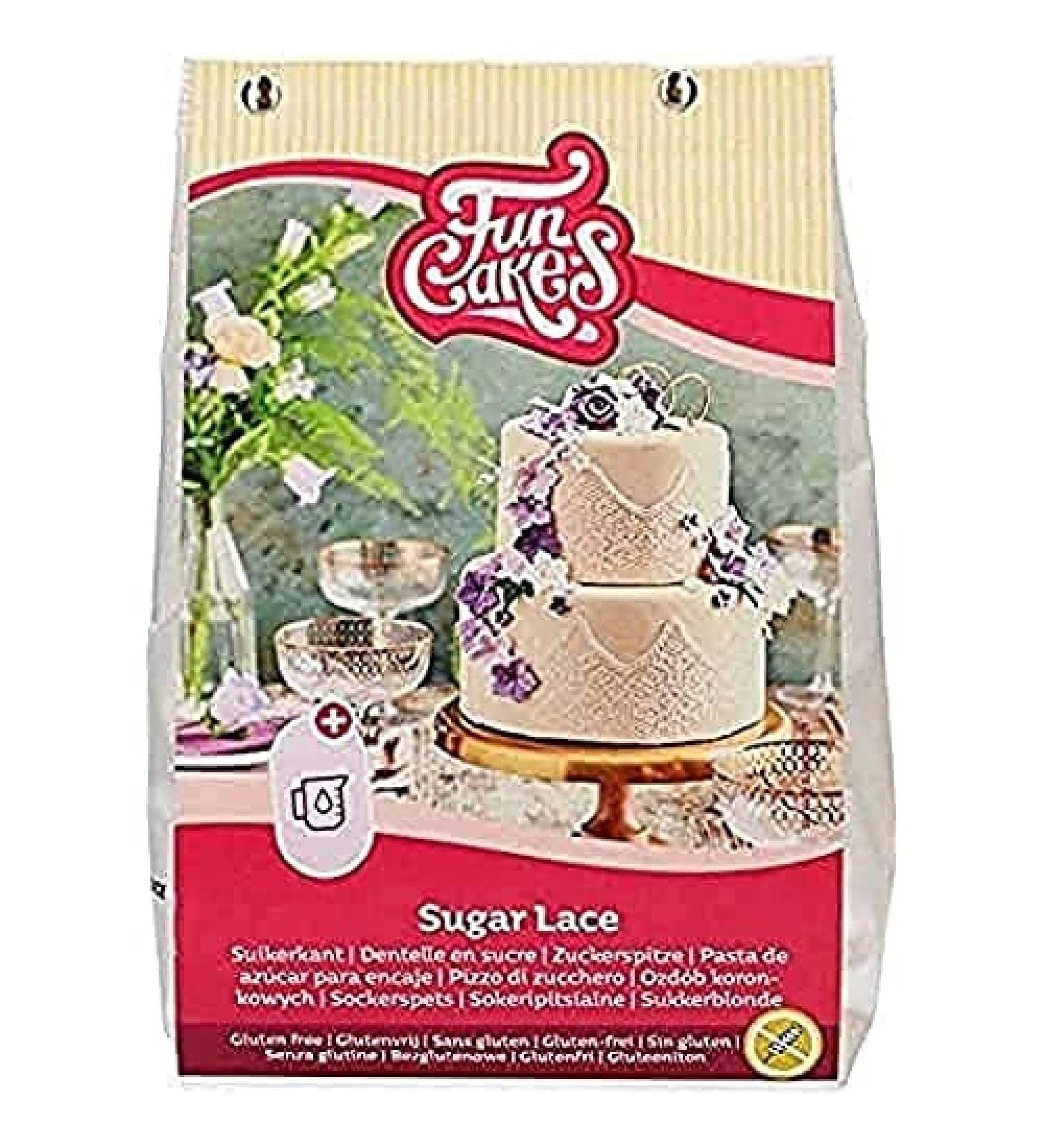 FunCakes Mix for Lace - White Gluten Free: Easy to Use Instant Mix for Edible White Cake Lace Delicious Toffee Flavour for Cake Decoration Halal Certified 400g