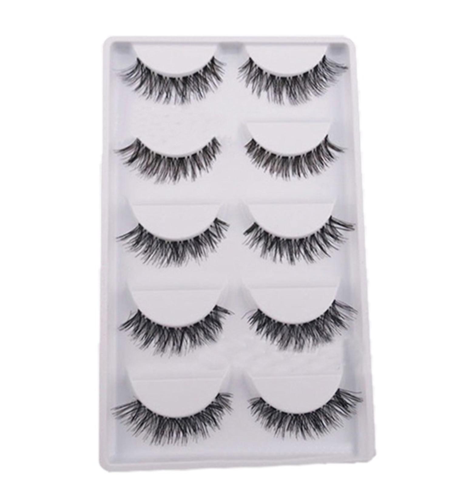 Bluelans 5 Pairs Soft Long Black Cross False Eyelashes Makeup Eye Lash Extension - Buy Online on SooperMarket.com