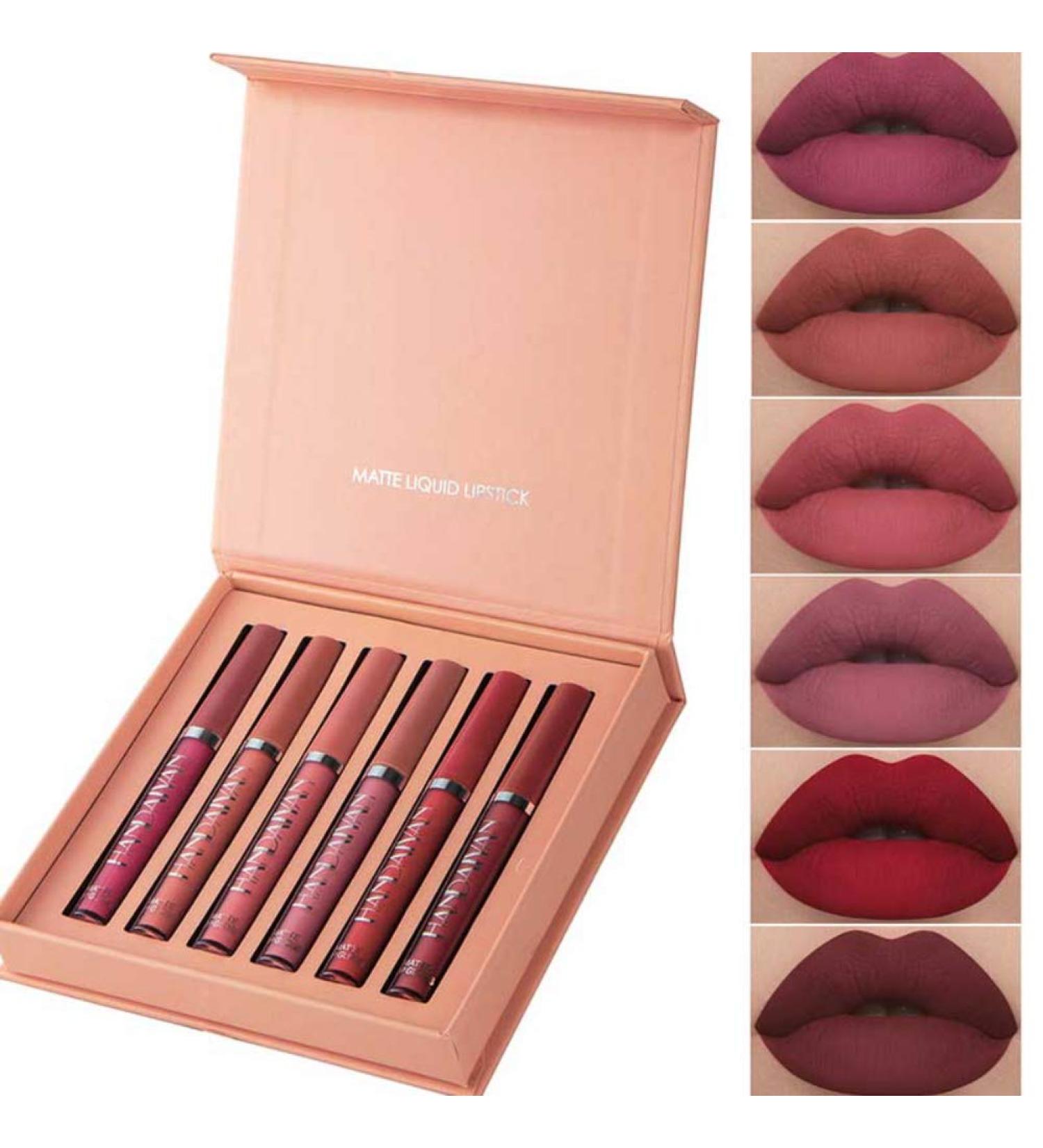 6 Colors Matte Lipstick Set for Women | Long-Lasting & Waterproof Lip Gloss | Non-Stick Cup | Lip Makeup Gift Set - Color A - Buy Online on SooperMarket.com