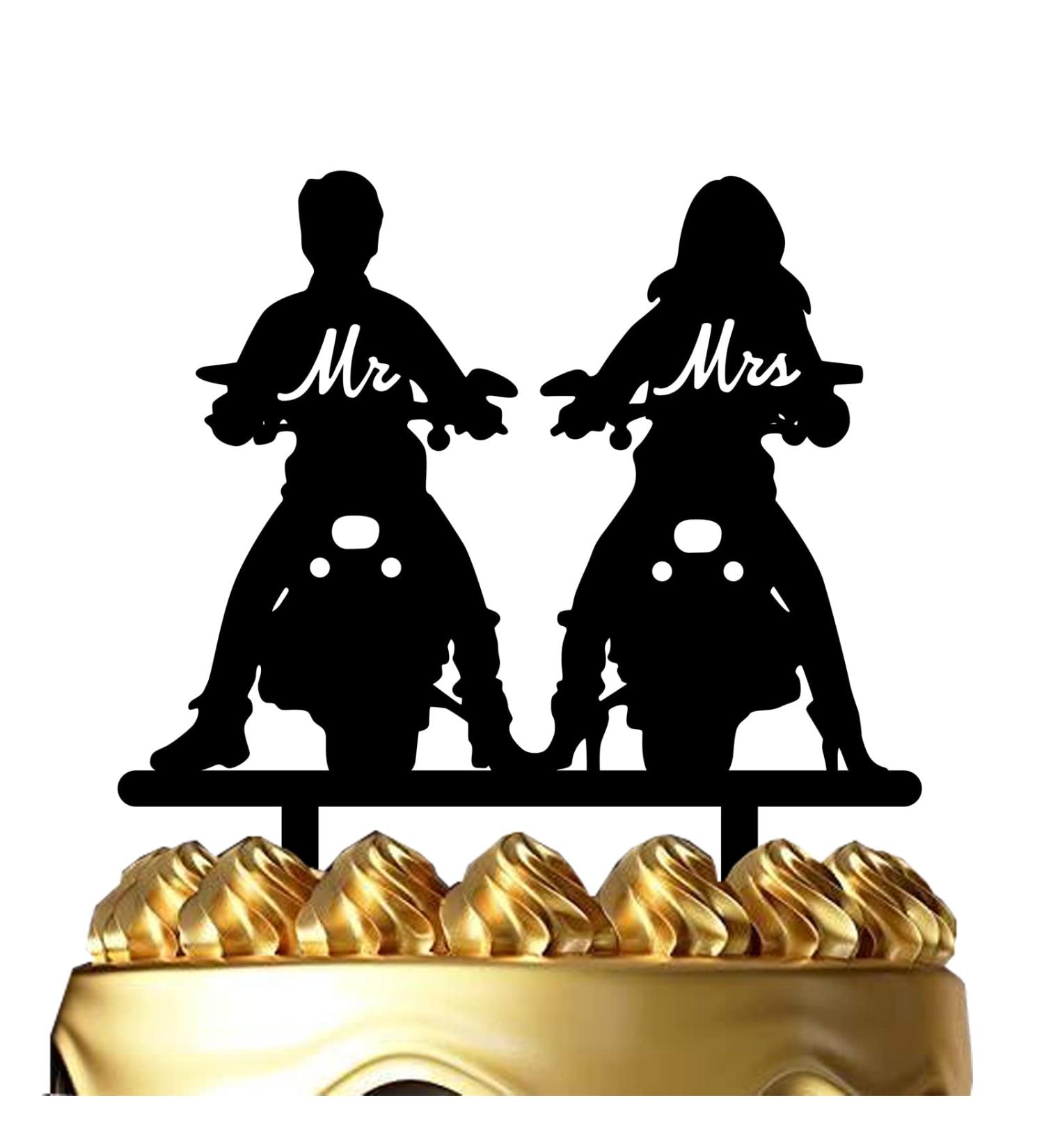 Motorcycle Wedding Cake Topper Ride with Me Forever Cake Topper Funny Mr & Mrs Cake Topper for Wedding/Anniversary/Bridal Shower Party Decor - Buy Online on SooperMarket.com