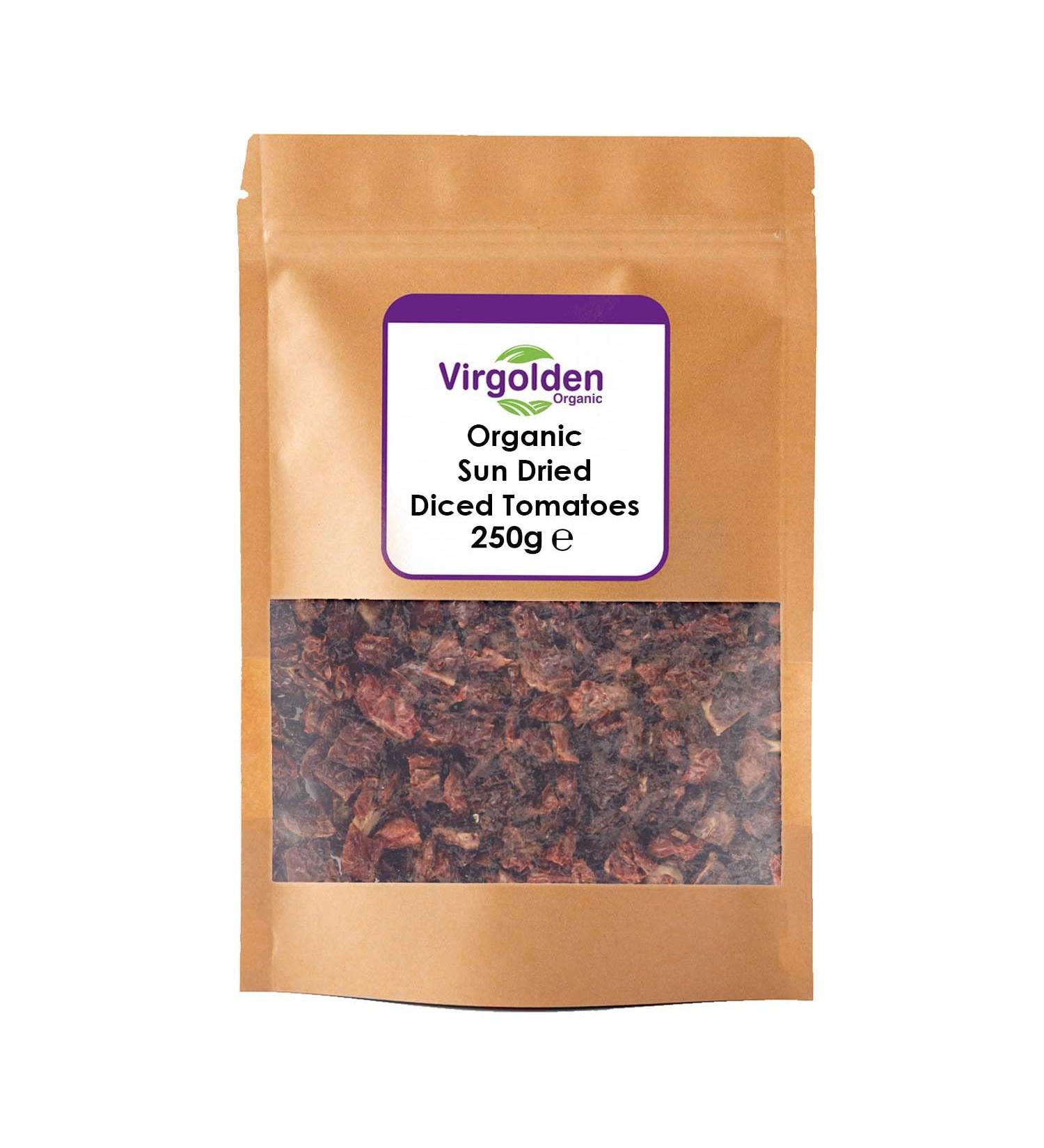 Organic Sun Dried Diced (Chopped) Tomatoes 250g by Virgolden Organic - Buy Online on SooperMarket.com