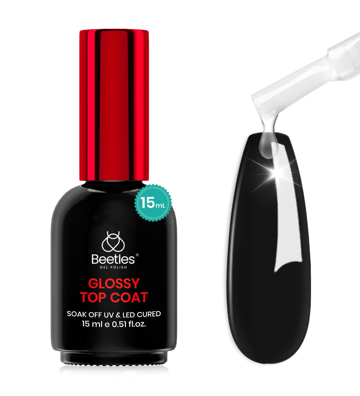 Beetles Glossy Gel Top Coat No Wipe - Clear Long-Lasting Nail Polish for DIY Gel Nails | 0.51 Fl Oz - Buy Online on SooperMarket.com