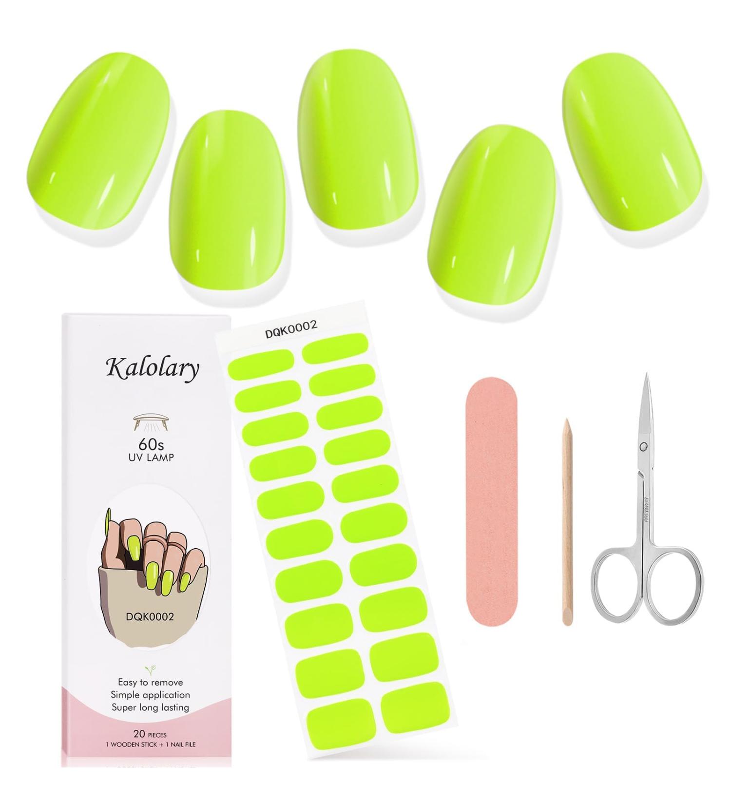 Kalolary Gel Nail Polish Strips Nail Gel Art Sticker Waterproof Full Nail Wraps Decal Sets with Scissors Nail File and Stick for Women Girls Nail Art Decor (UV/LED Lamp Required)-2 - Buy Online on SooperMarket.com