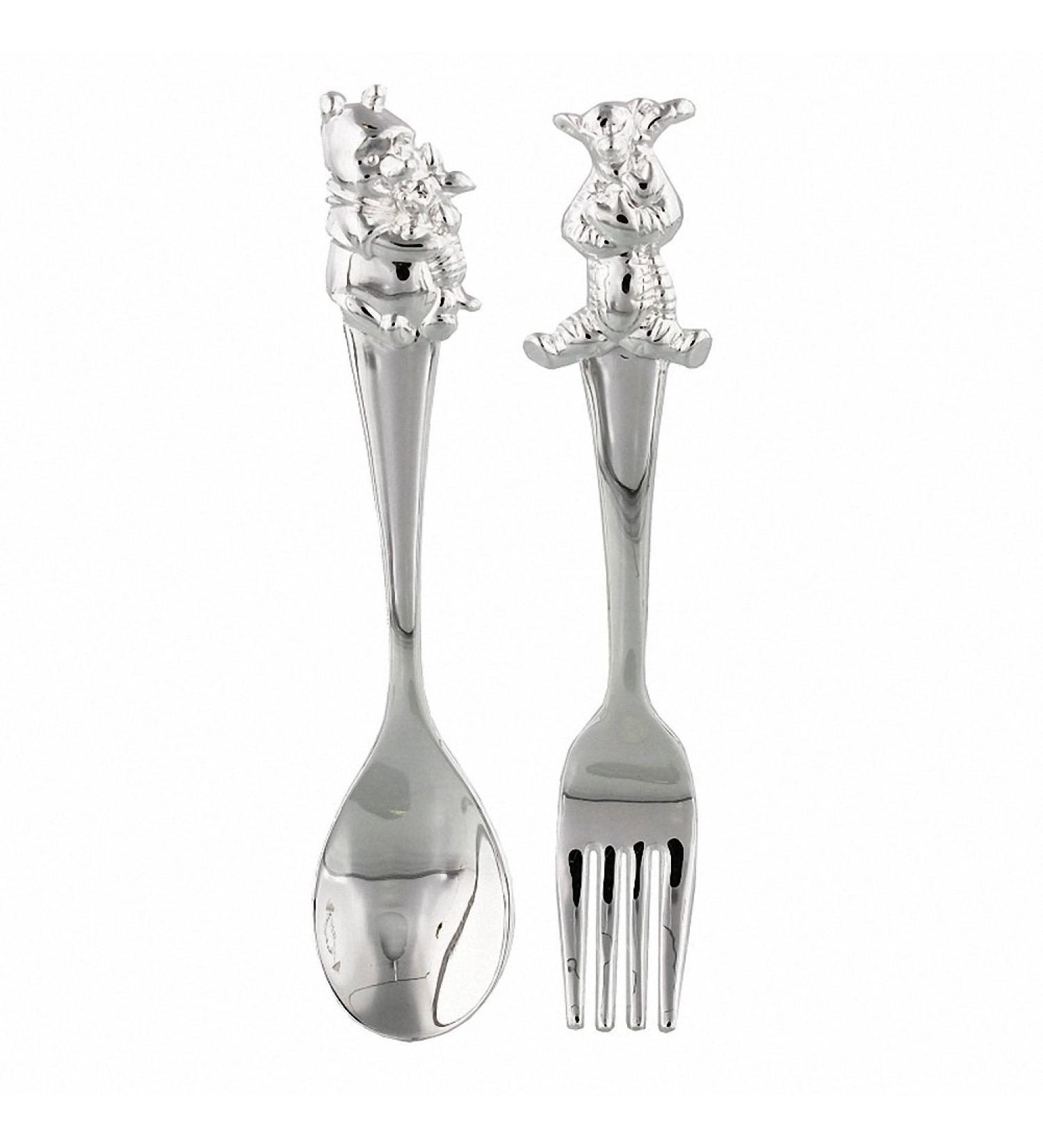 DISCONTINUED - Disney Winnie The Pooh Silverplated Fork & Spoon Set