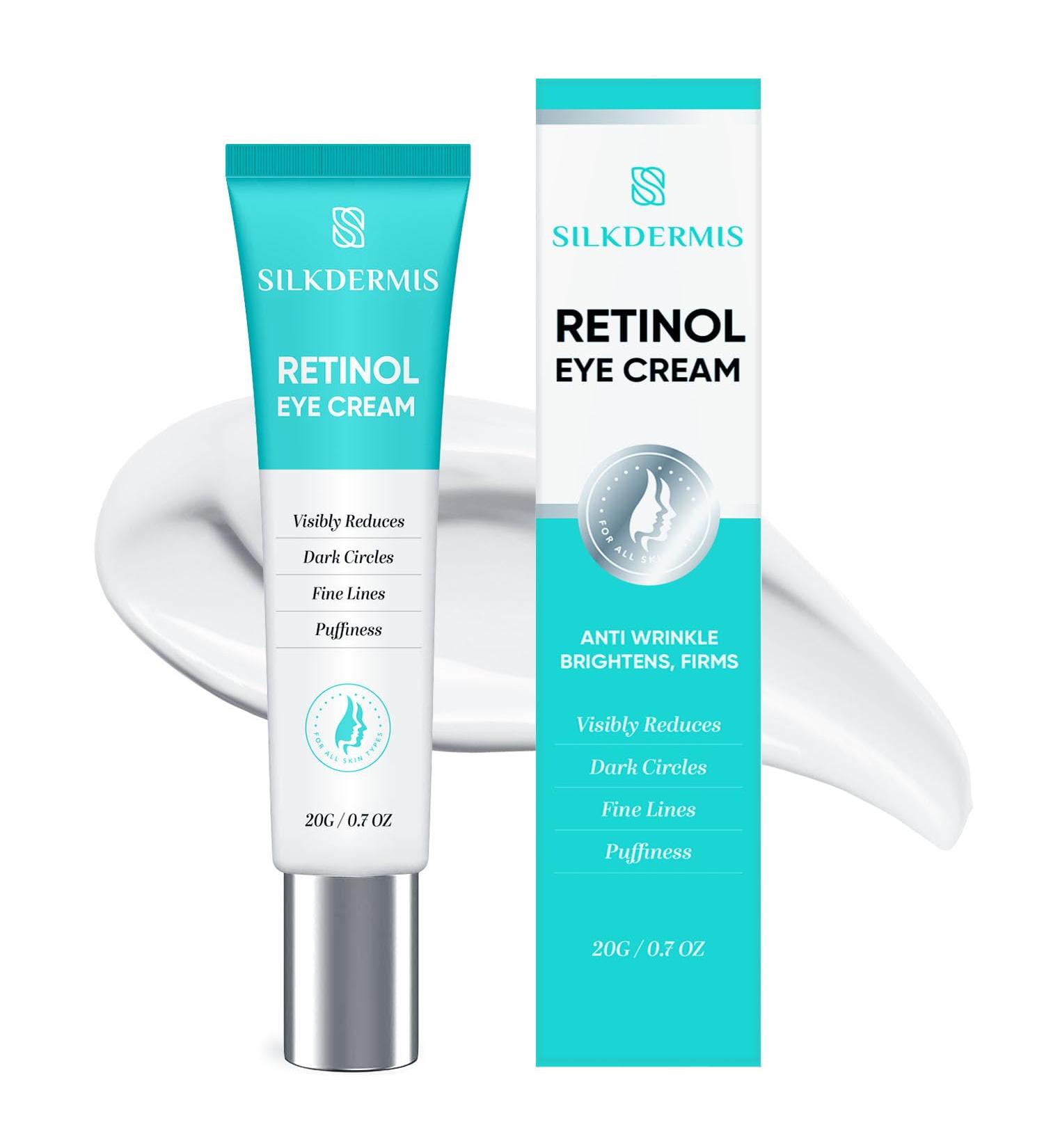 SLIKDERMIS Retinol Eye Cream for Dark Circles - Anti-Aging Under Eye Cream for Wrinkles | 20ml Advanced Formula Night Cream - Buy Online on SooperMarket.com