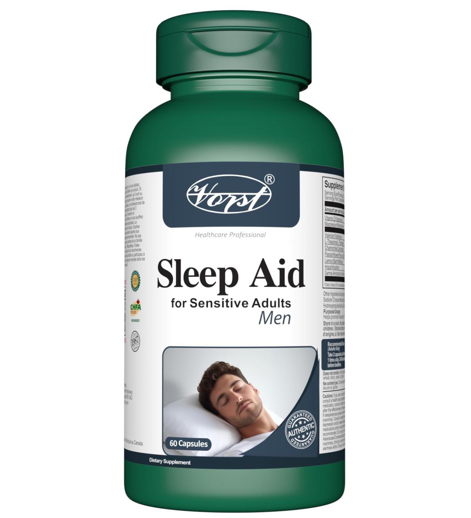 VORST Natural Sleep Aid Supplement for Men 60 Capsules | Powder Pills | 1 Bottle 60 count (Pack of 1) - Buy Online on SooperMarket.com