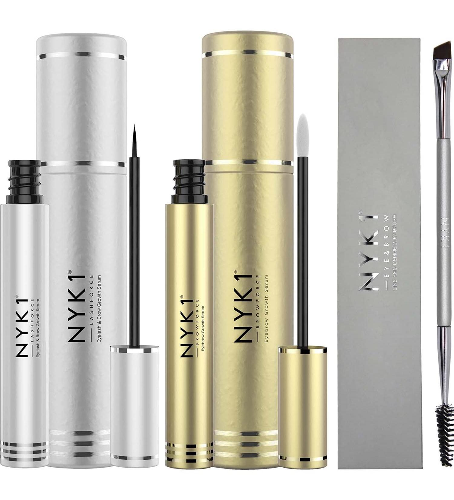 NYK1 LashForce & BrowForce Growth Serum Set - 2x 8ml Bundle for Eyelashes & Eyebrows - Buy Online on SooperMarket.com