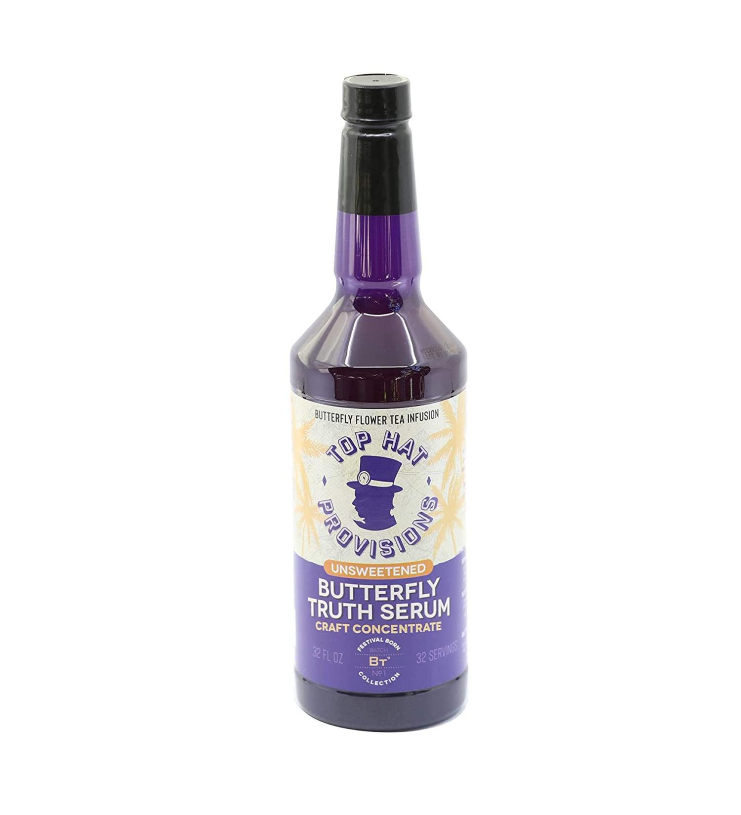 Top Hat Butterfly Truth Serum - Keto-Friendly Zero Calorie Butterfly Tea Infusion - 32oz Unsweetened Blue Tincture for Indigo Cocktails - Buy Online on SooperMarket.com