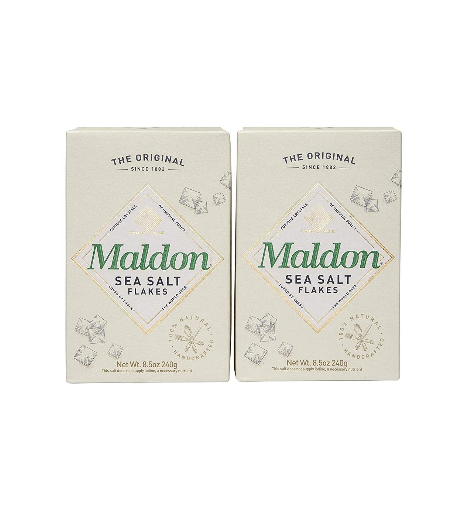 Maldon Sea Salt Flakes (240g) 8.5oz - Pack of 2 | Premium Quality Salt - Buy Online on SooperMarket.com