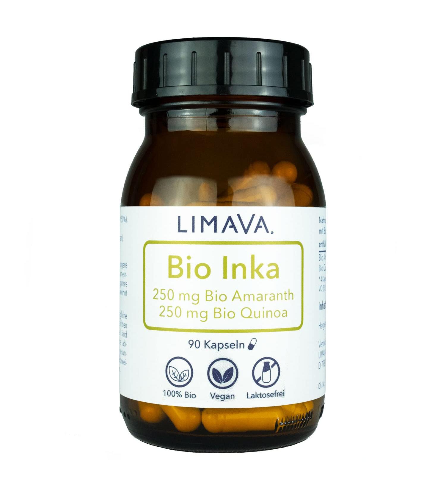 Limava Bio Inka Gold Capsules - 90 Vegan Organic Tablets | 50% Pure Amaranth & Quinoa | 100% Natural No Additives - Buy Online on SooperMarket.com