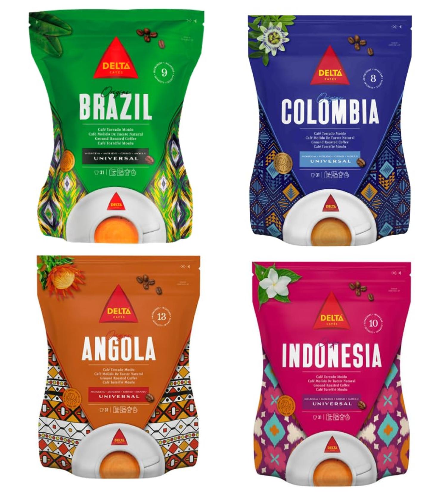 Delta Origens | Ground Roasted Coffee | Colombia Brazil Indonesia Angola | 4 x 220 Gr - Buy Online on SooperMarket.com