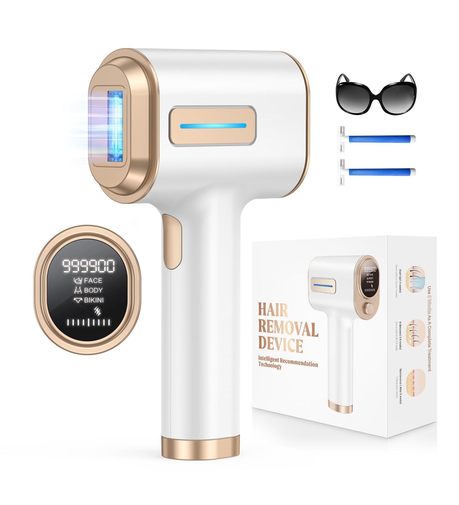 Glattol IPL Laser Hair Removal - Fast & Pain-Free Whole Body Treatment Device with 9 Levels of Customized Comfort - White - Buy Online on SooperMarket.com